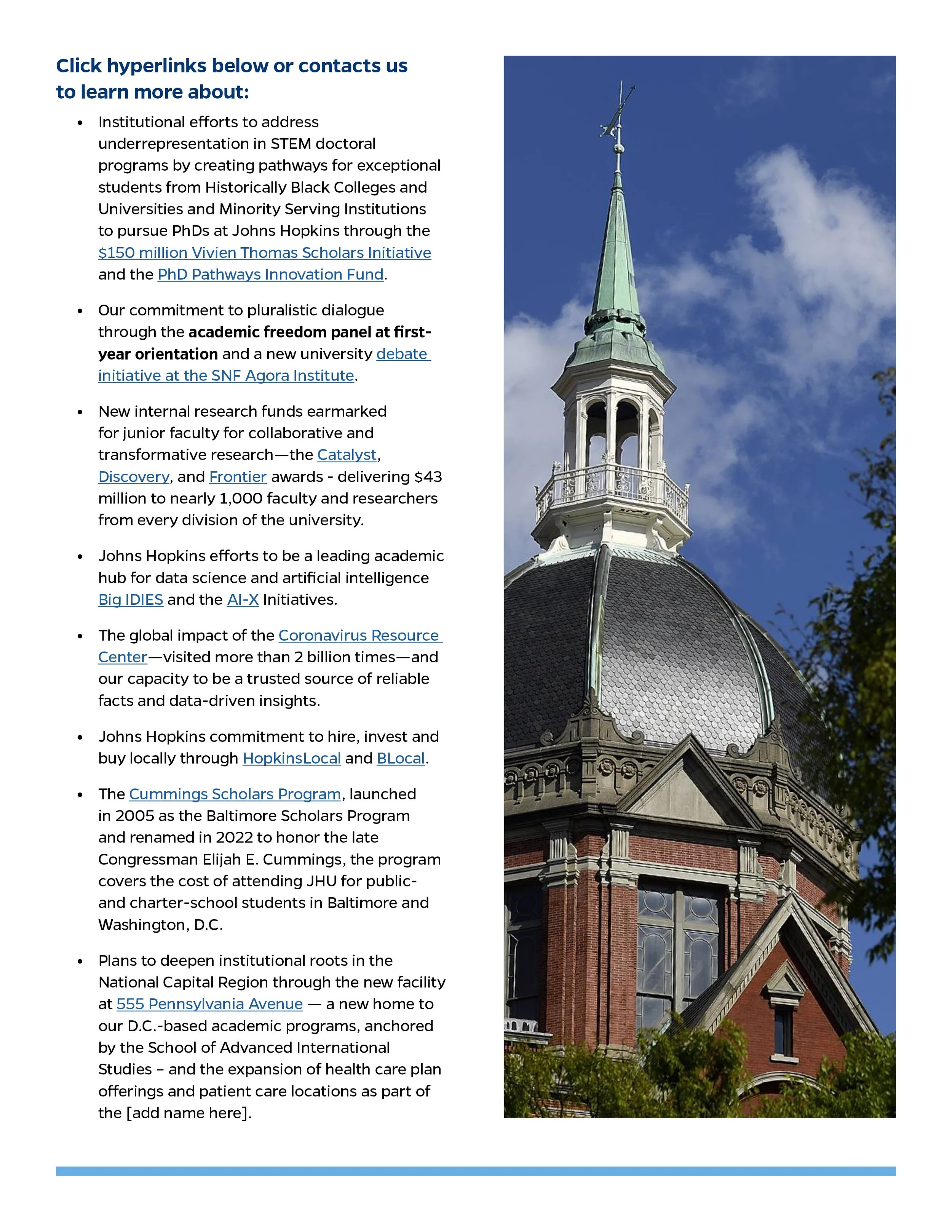 A tall, historic building with a clock tower and a blue sky background.