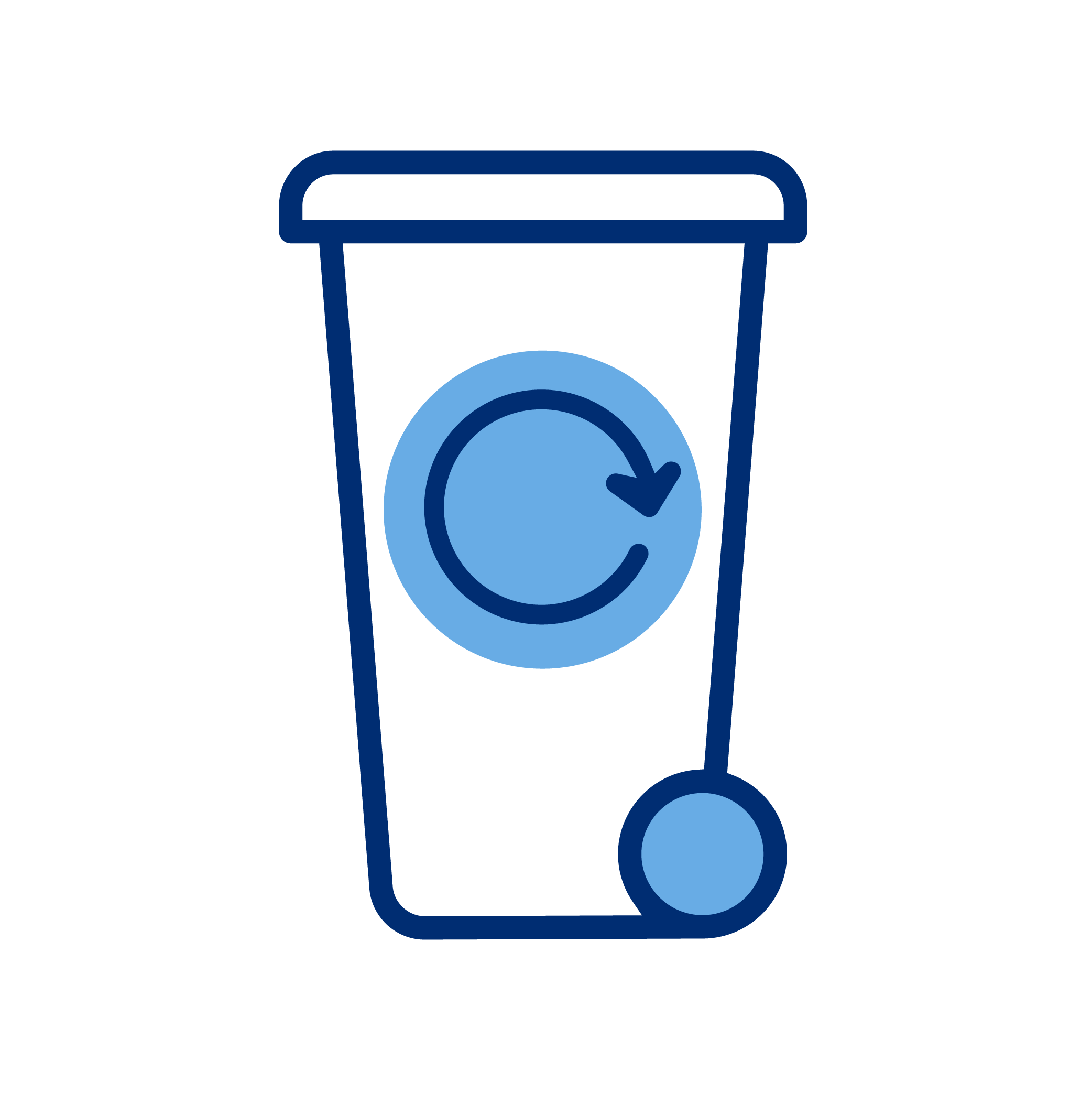 Illustration of a recycling symbol inside a disposable coffee cup.
