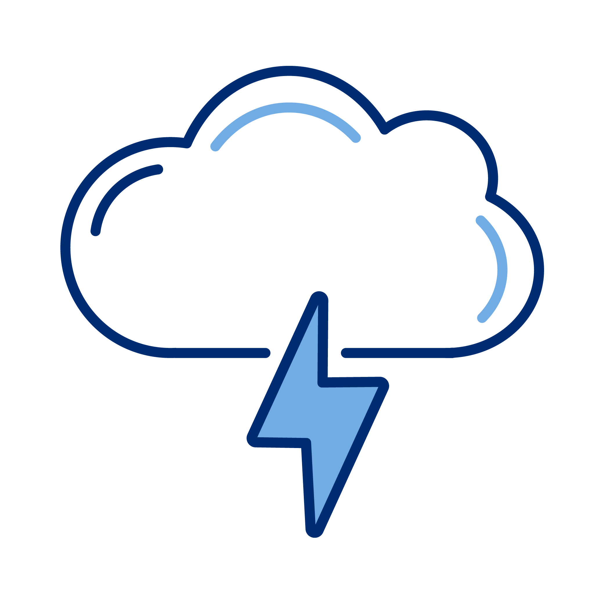 An icon of a cloud with a lightning bolt, symbolizing a thunderstorm or stormy weather.