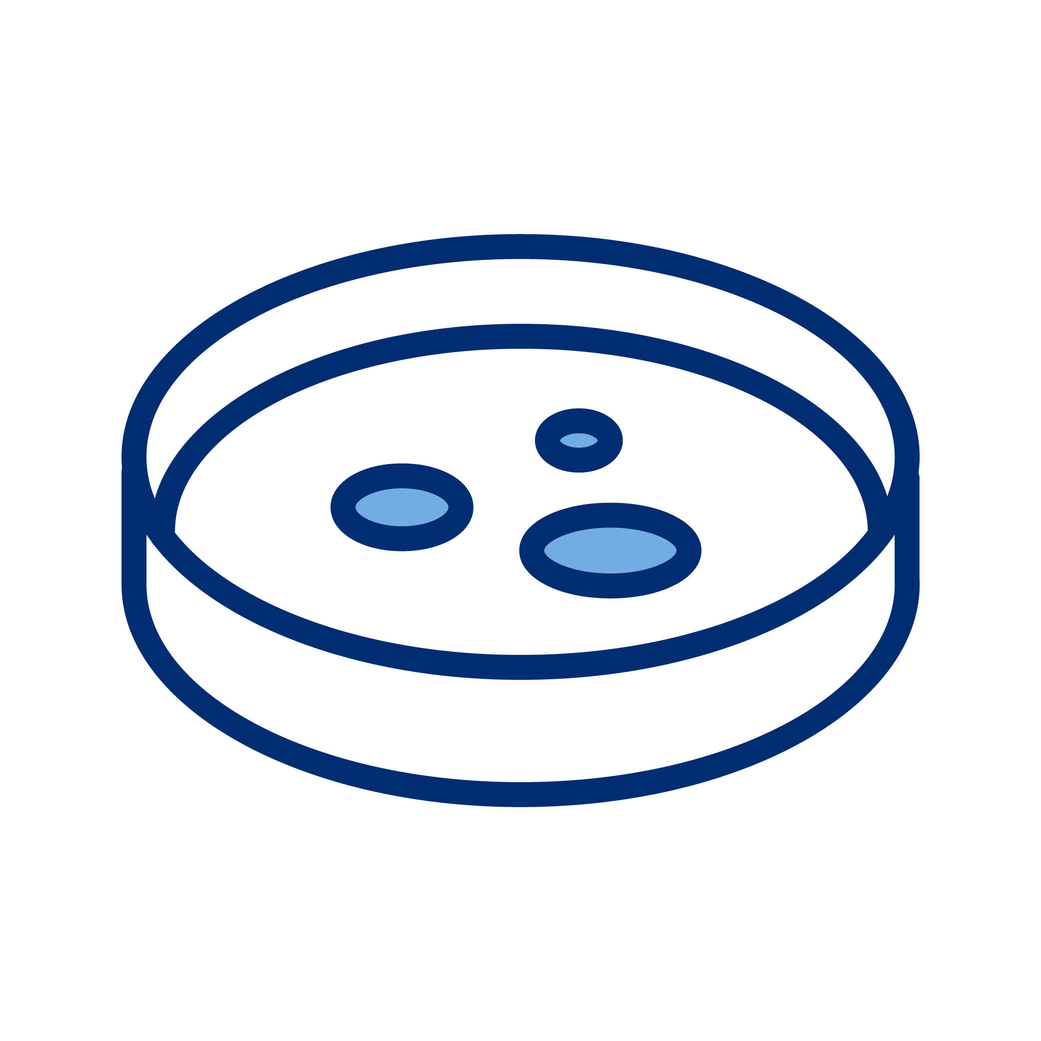 Illustration of a round smart speaker with four circular buttons or indicators on top.