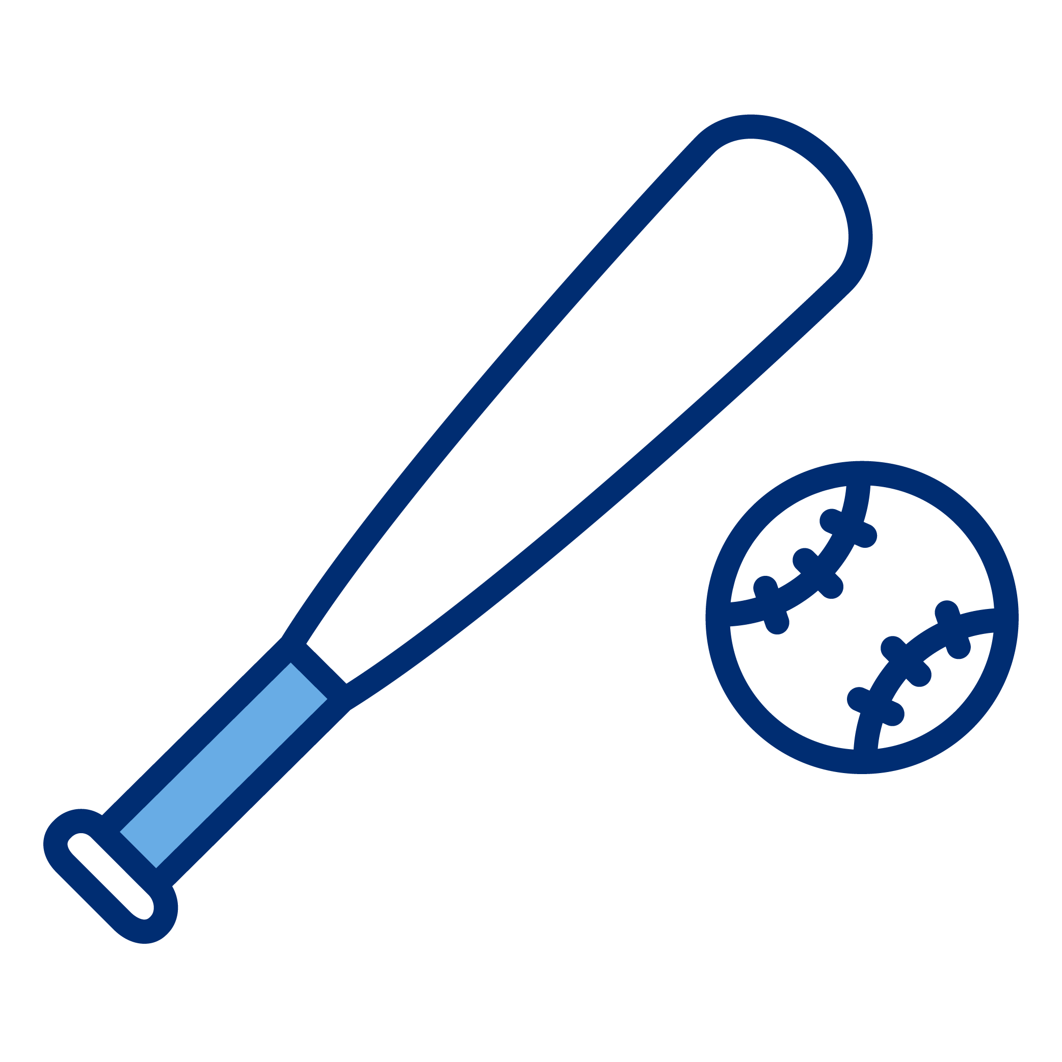 Icon of a baseball bat next to a baseball.