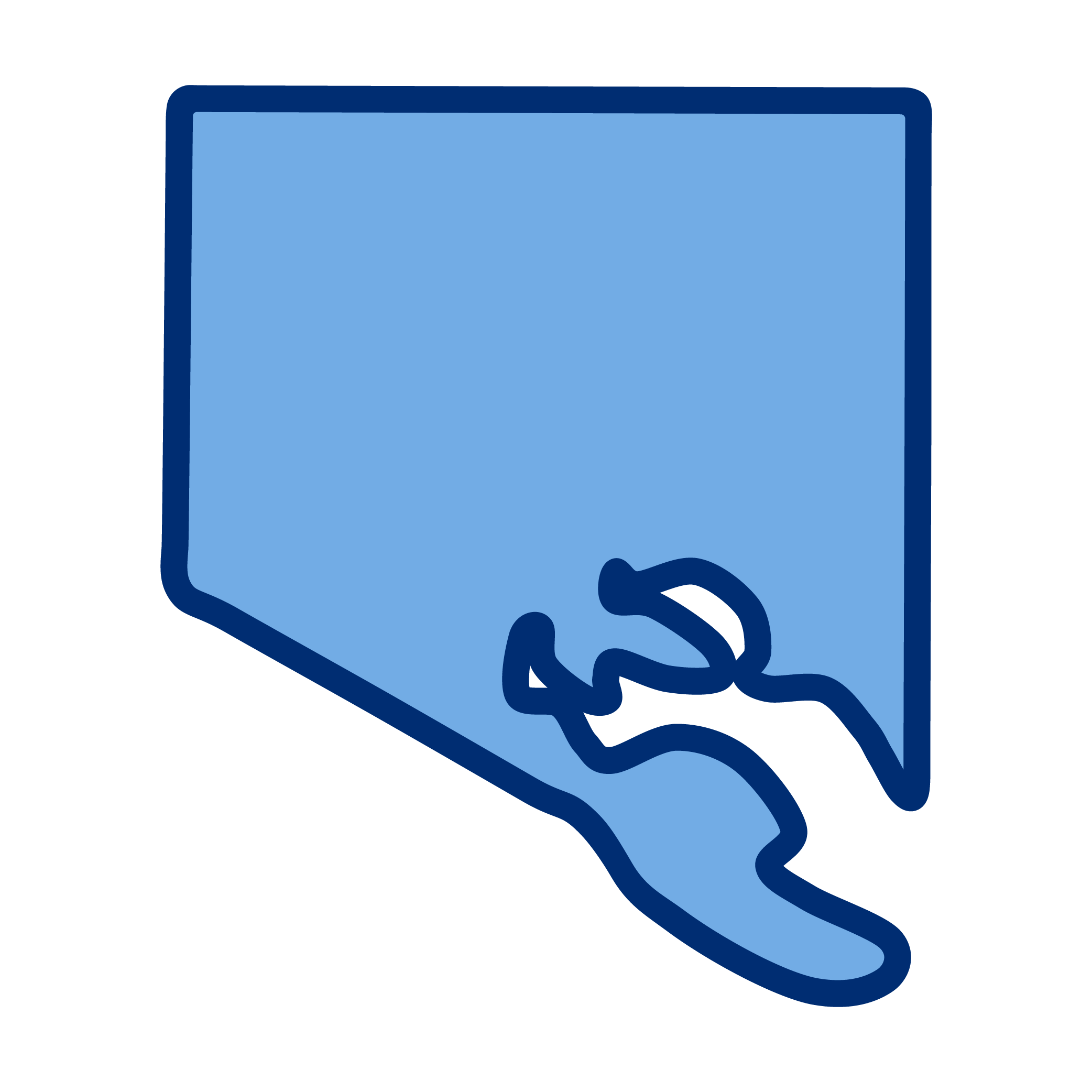 Illustration of the state of Nevada with a pointing finger