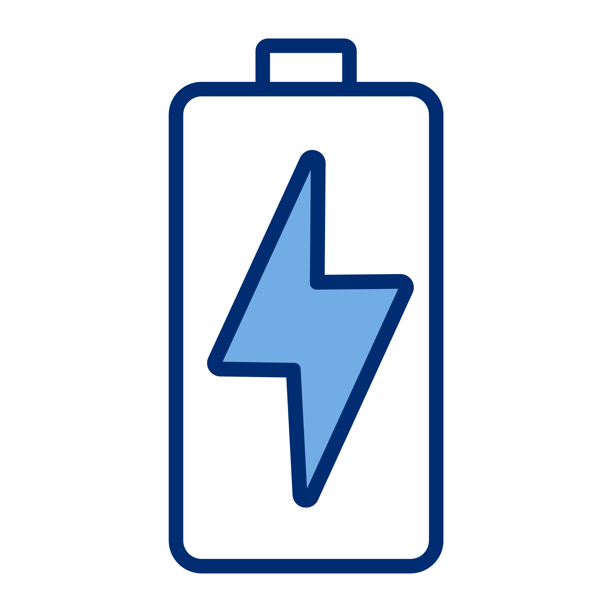 Icon of a smartphone with a lightning bolt symbol indicating charging or low battery status.