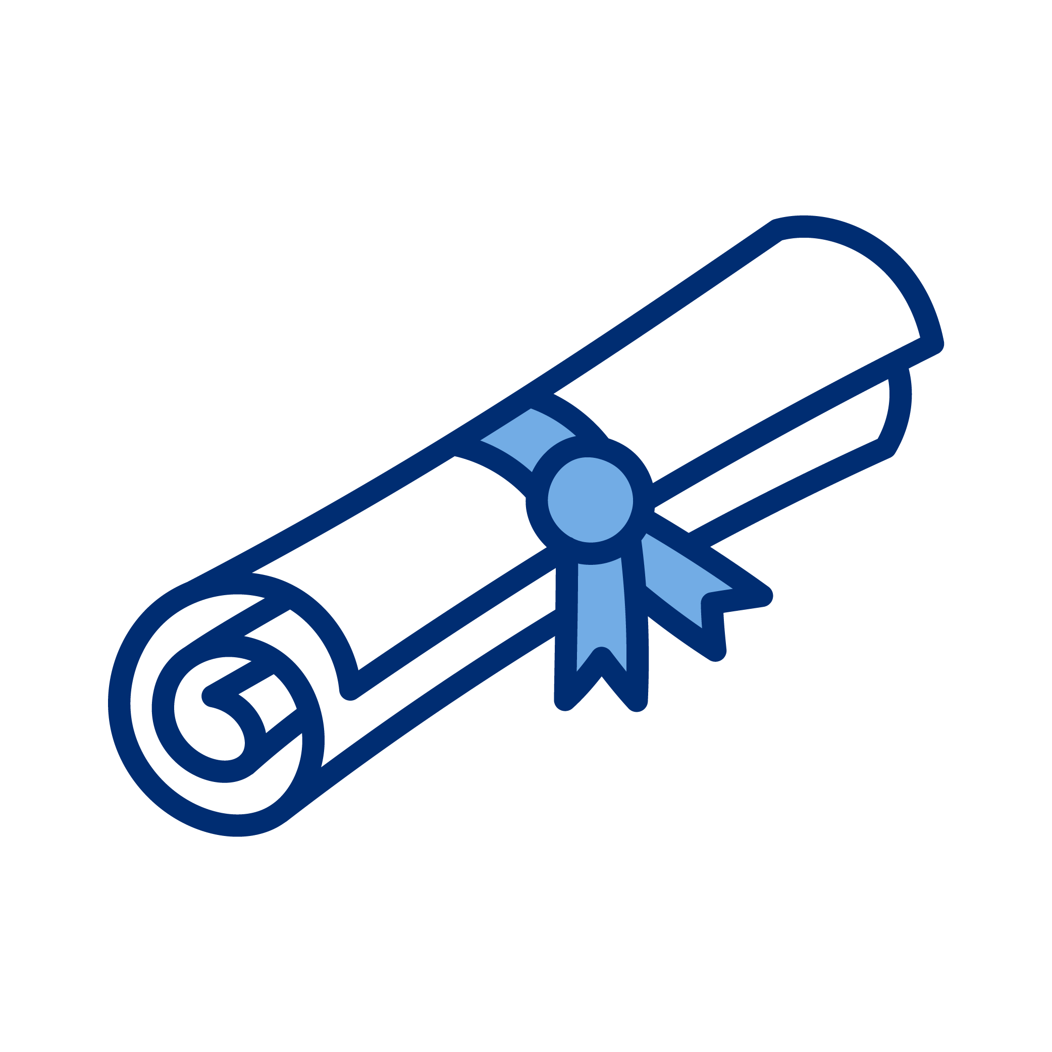 Illustration of a diploma with a ribbon.