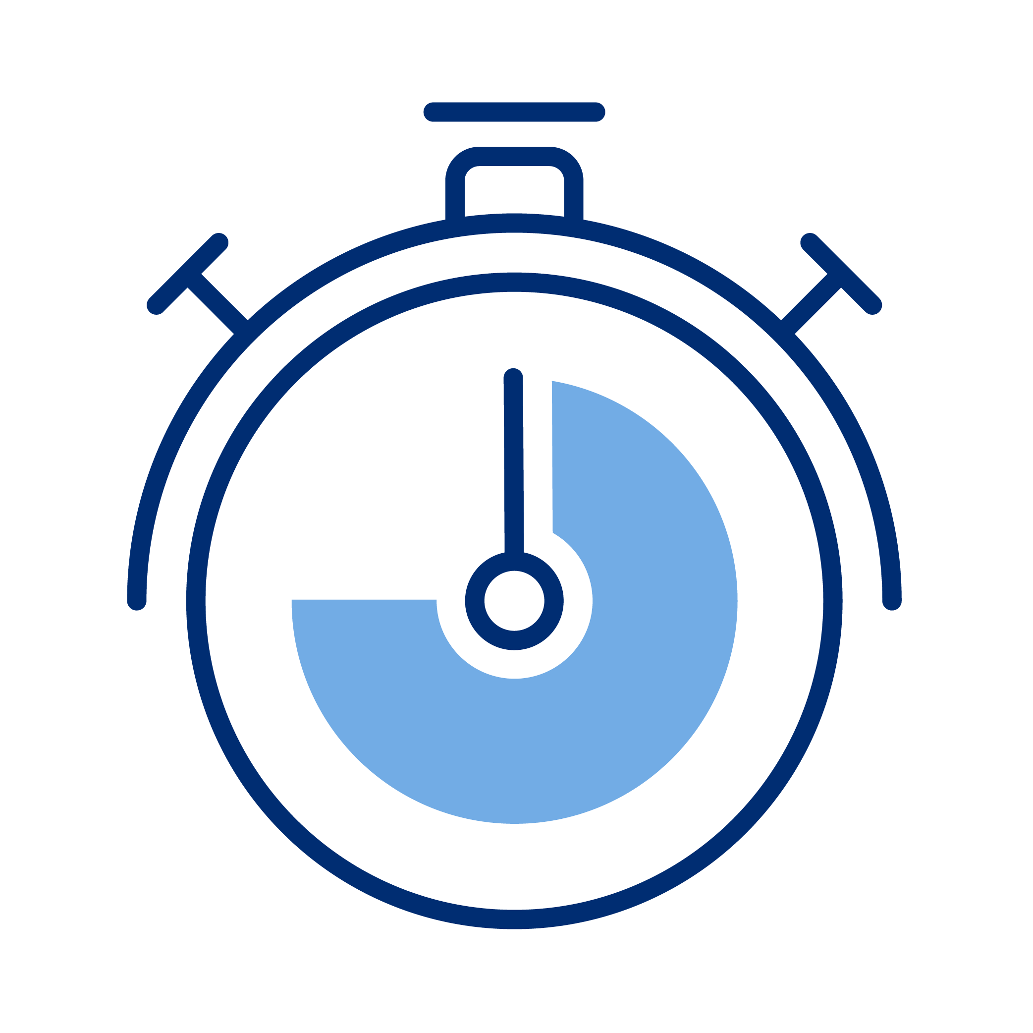 Icon of a stopwatch with a partially shaded circle indicating time elapsed.