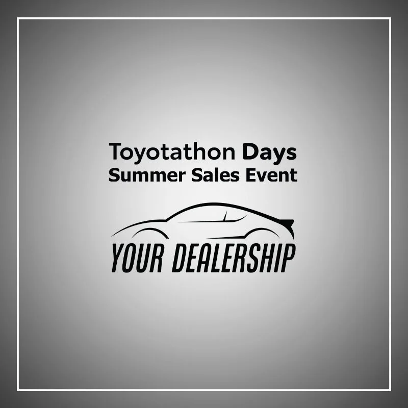 Logo for Toyotathon Days Summer Sales Event at Your Dealership with a sleek outline of a car.