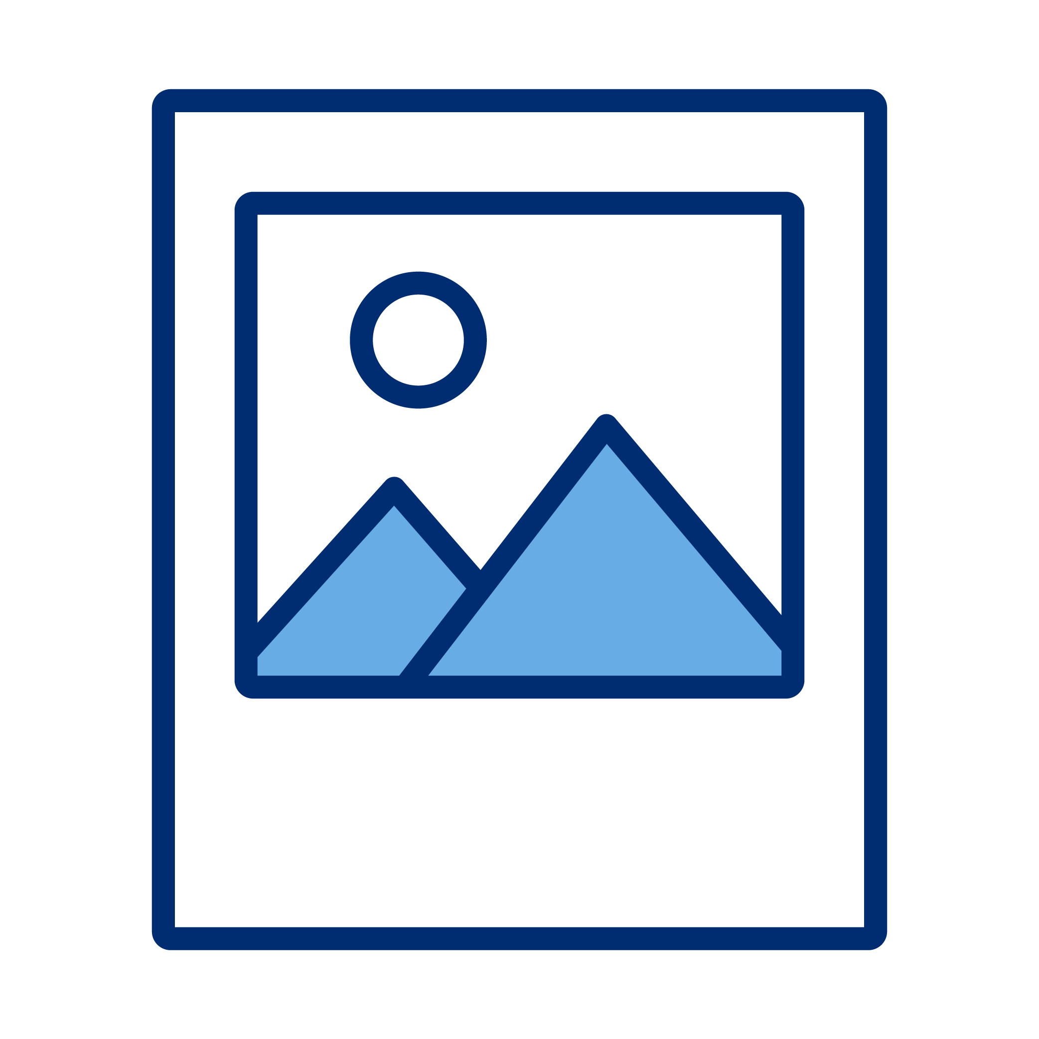 Outline of a photo icon with mountains and a sun