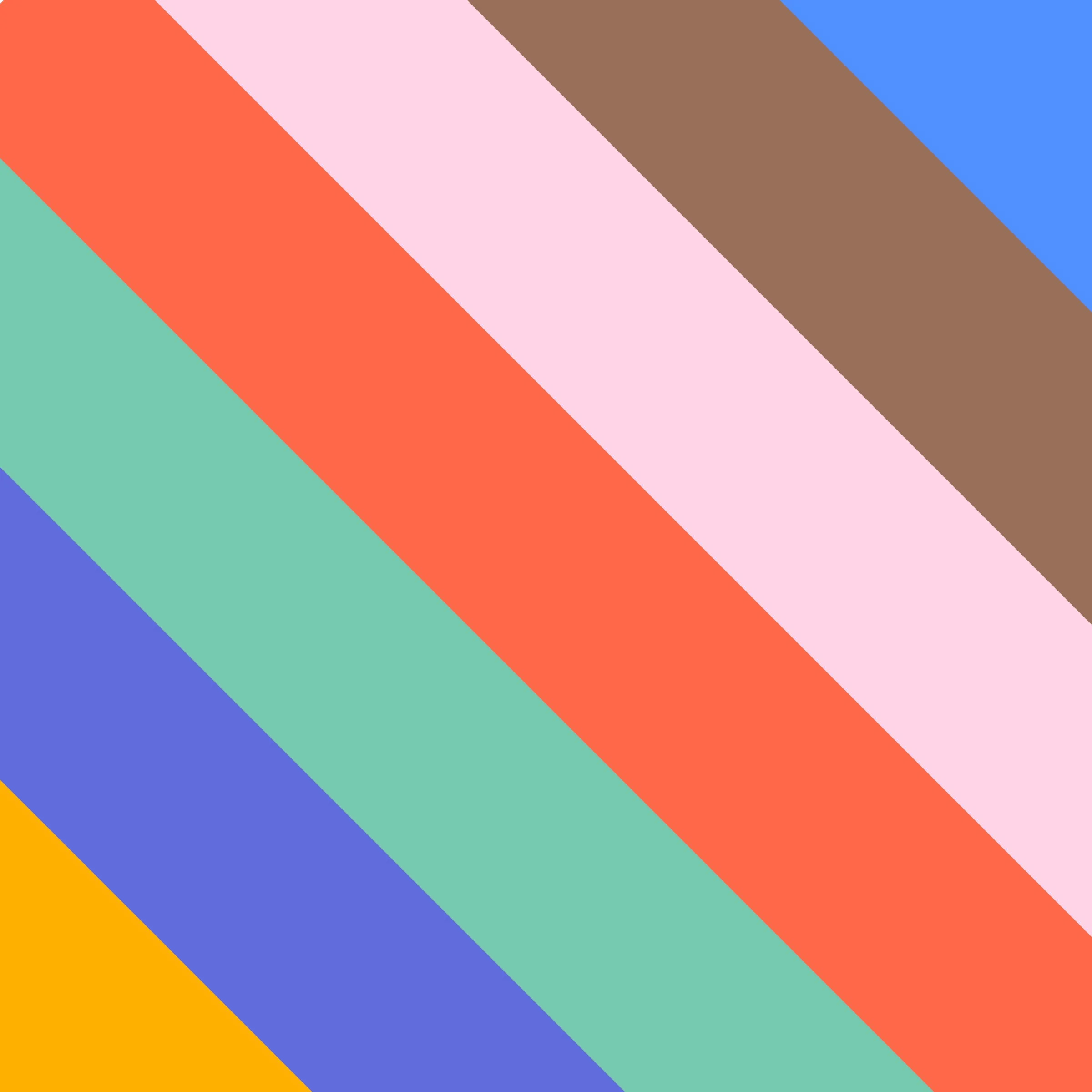 Diagonal striped pattern featuring multiple colors including orange, pink, brown, blue, purple, green, and yellow.