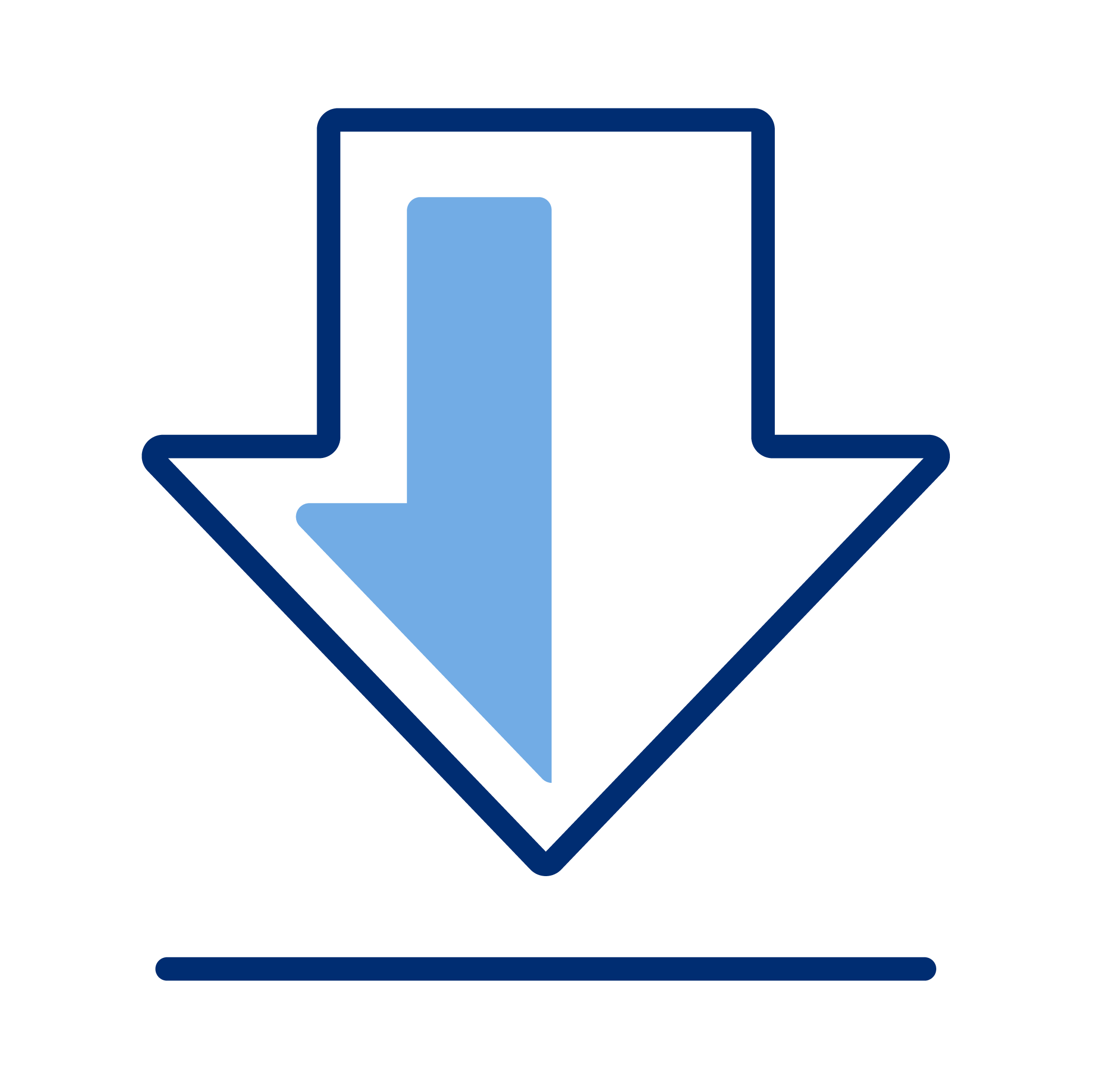 Download icon with a downward arrow inside a circle and a horizontal line below.