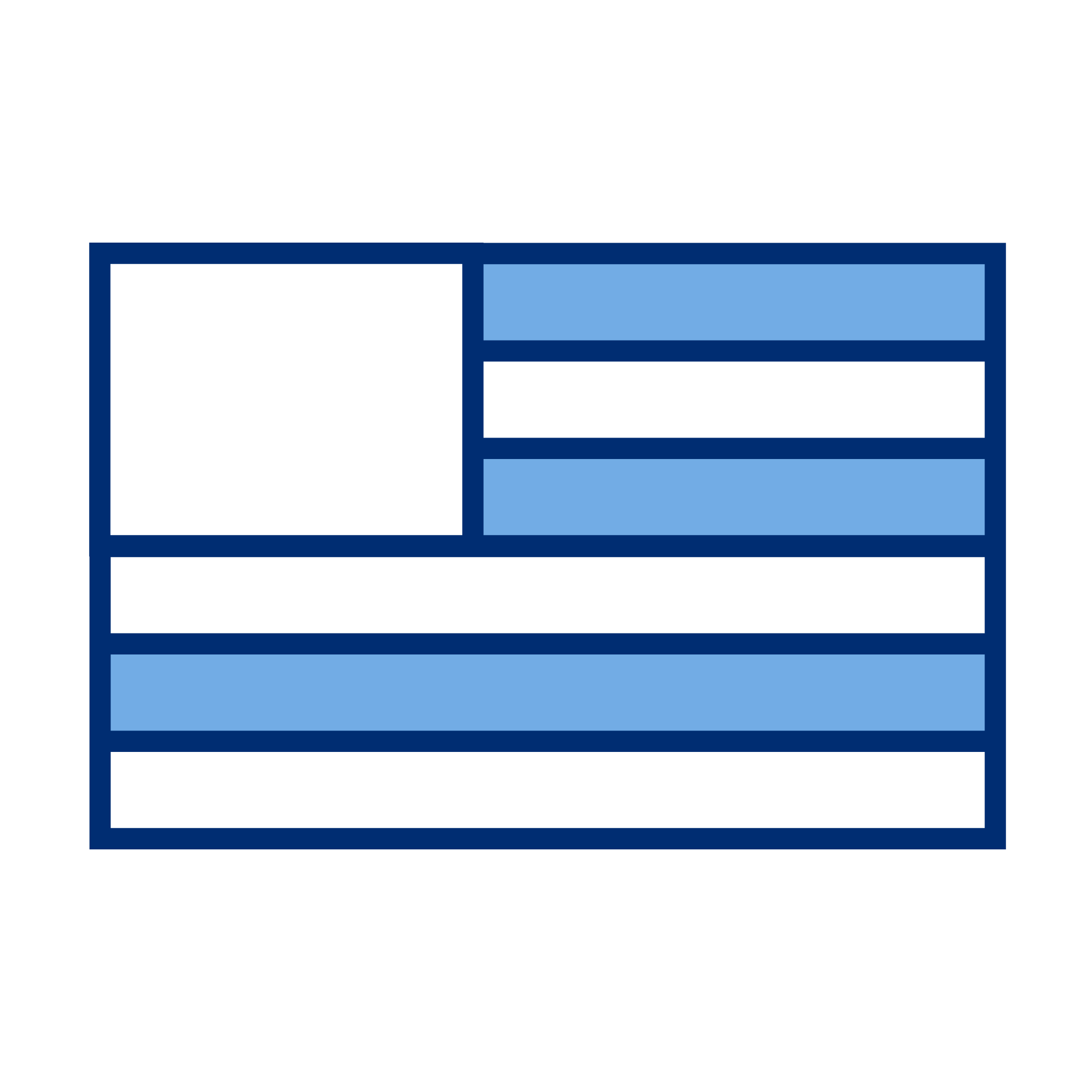 A graphic style illustration of a metal or plastic storage bin with multiple compartments, some filled with objects, and a large label area.