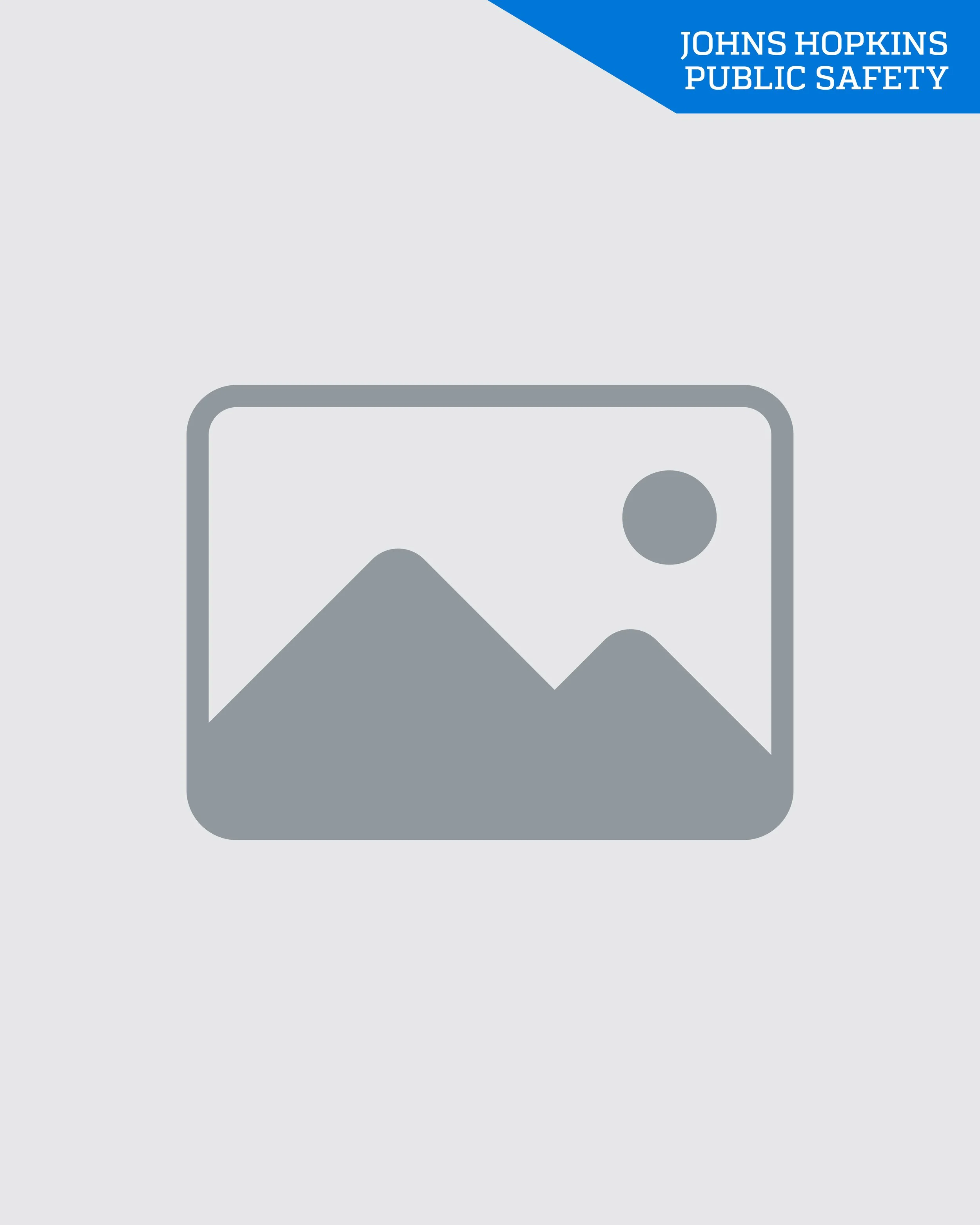 Placeholder image for a document titled 'Johns Hopkins Public Safety' with a mountain and sun graphic.
