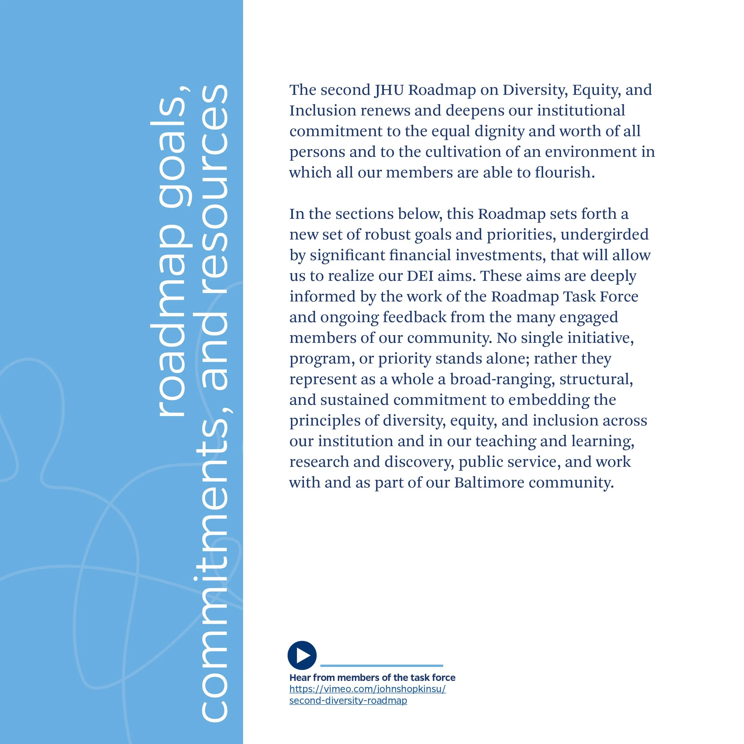 Document outlining Baltimore's second Diversity, Equity, and Inclusion roadmap, emphasizing commitment to dignity, inclusiveness, and community engagement.