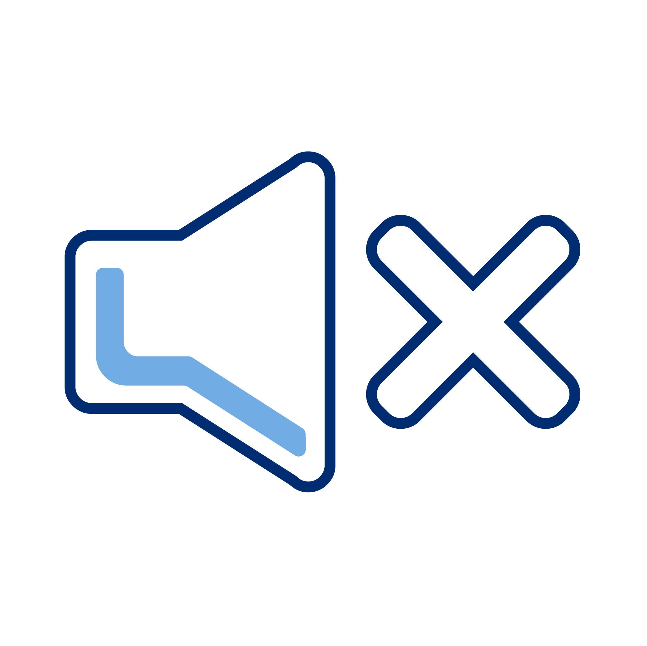 Muted speaker icon with a cross indicating no sound or volume muted.