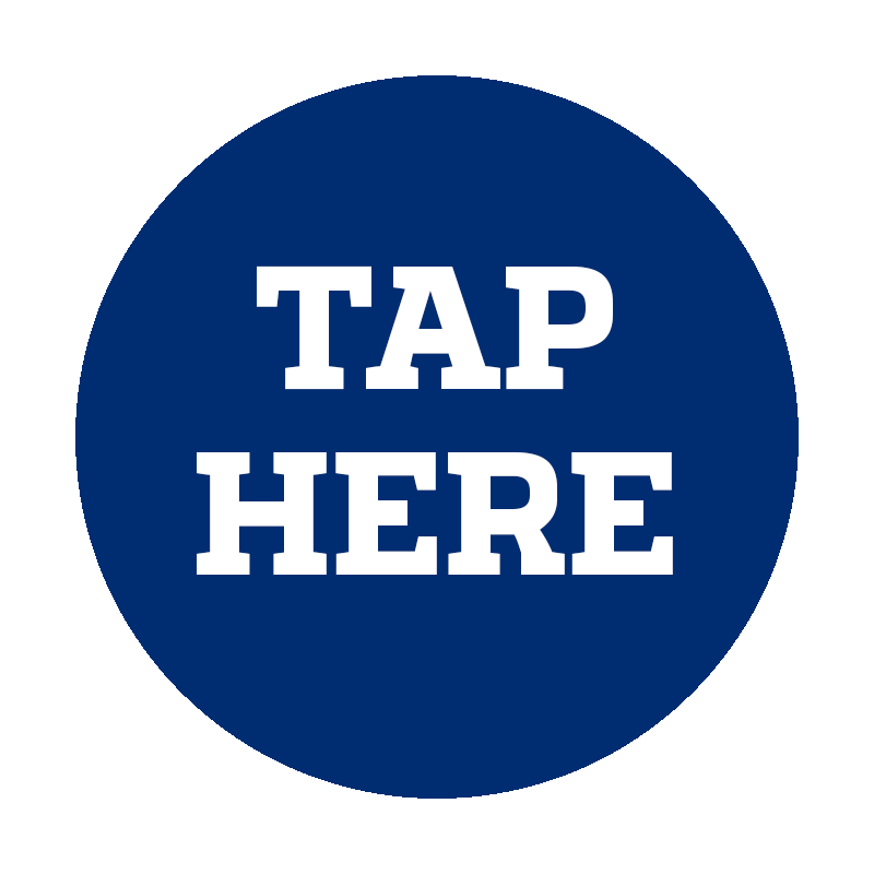 Blue circular button with white text that says 'TAP HERE'.