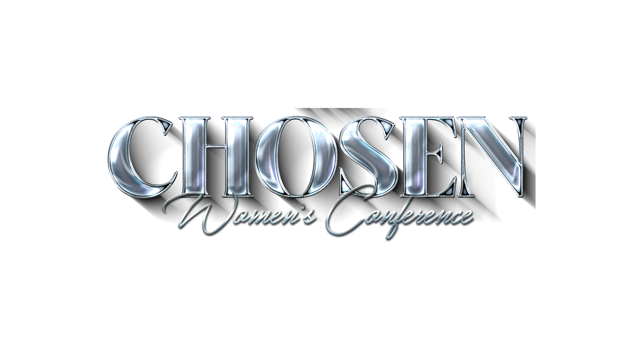Logo for 'Chosen: Women's Conference' with metallic silver lettering and elegant script.