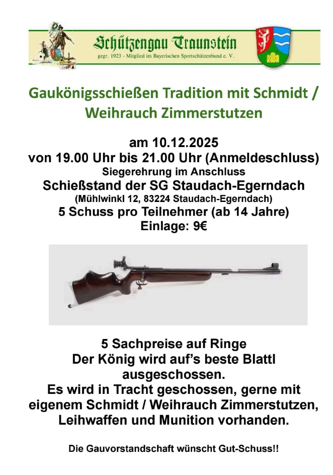 Gaukönigsschießen Tradition mit Schmidt / Weihrauch Zimmerstutzen