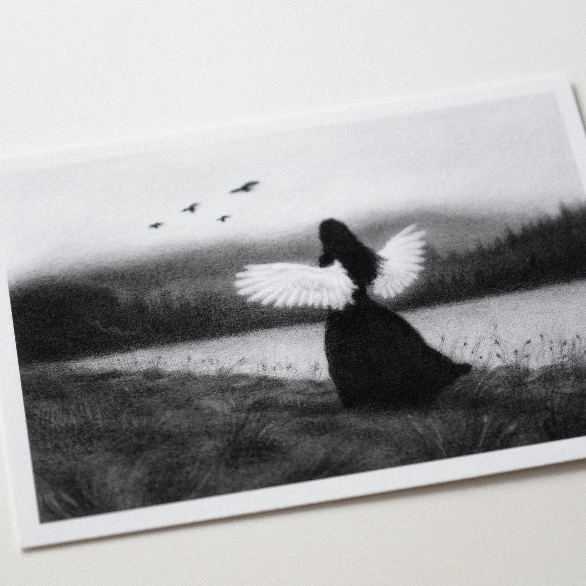 Symbolic A6 wall art print with an intimate, emotional atmosphere, inspired by longing, freedom, self-discovery, and the quiet power of being in between phases of life.