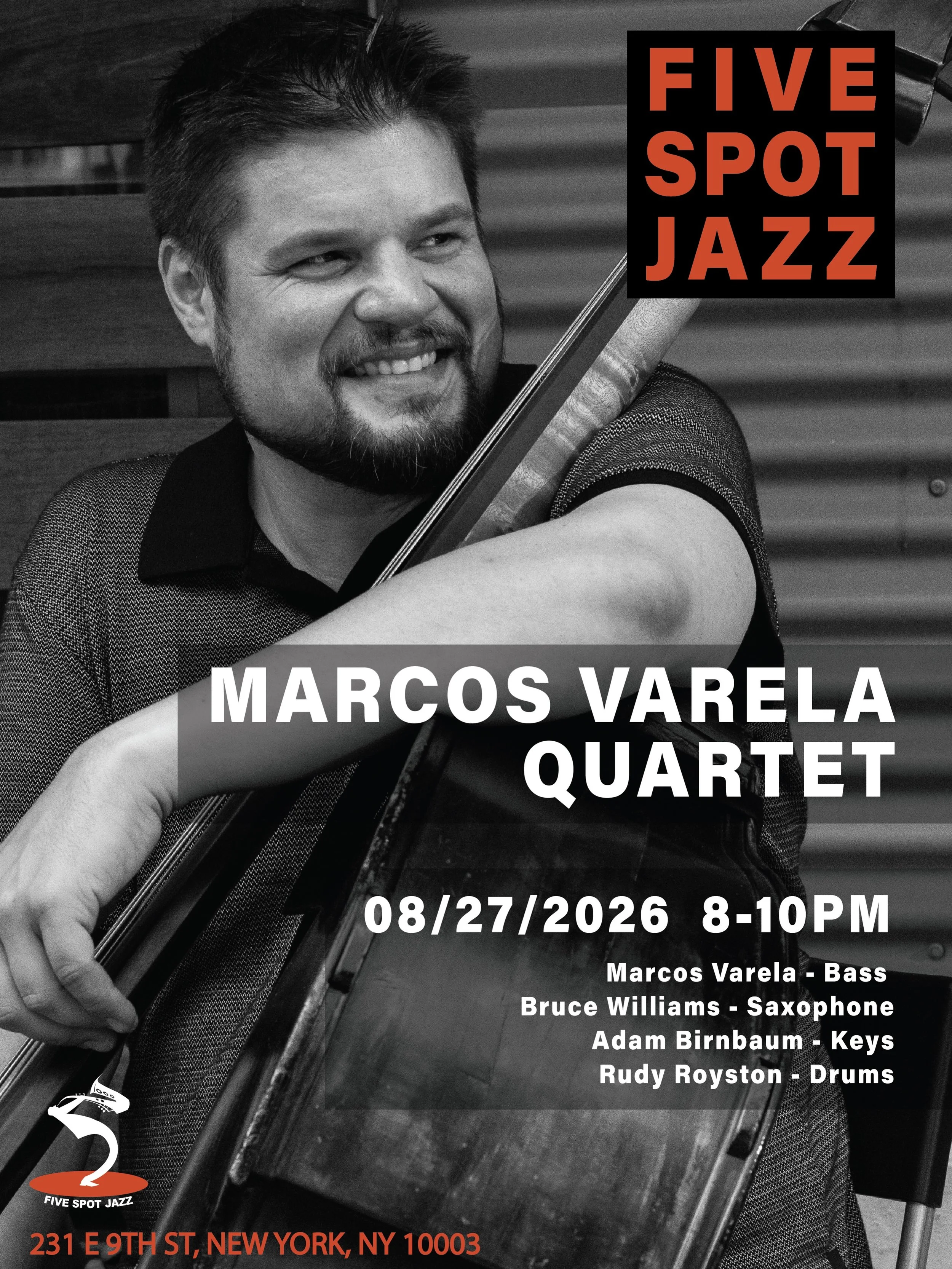 🎶 AUG 27 (THUR.)
[MARCOS VARELA QUARTET] @marcosvmusic 

🎼 Bassist, composer, arranger, and producer Marcos Varela is regarded as a master of both acoustic and electric bass and one of the most respected bass musicians in the American and internati