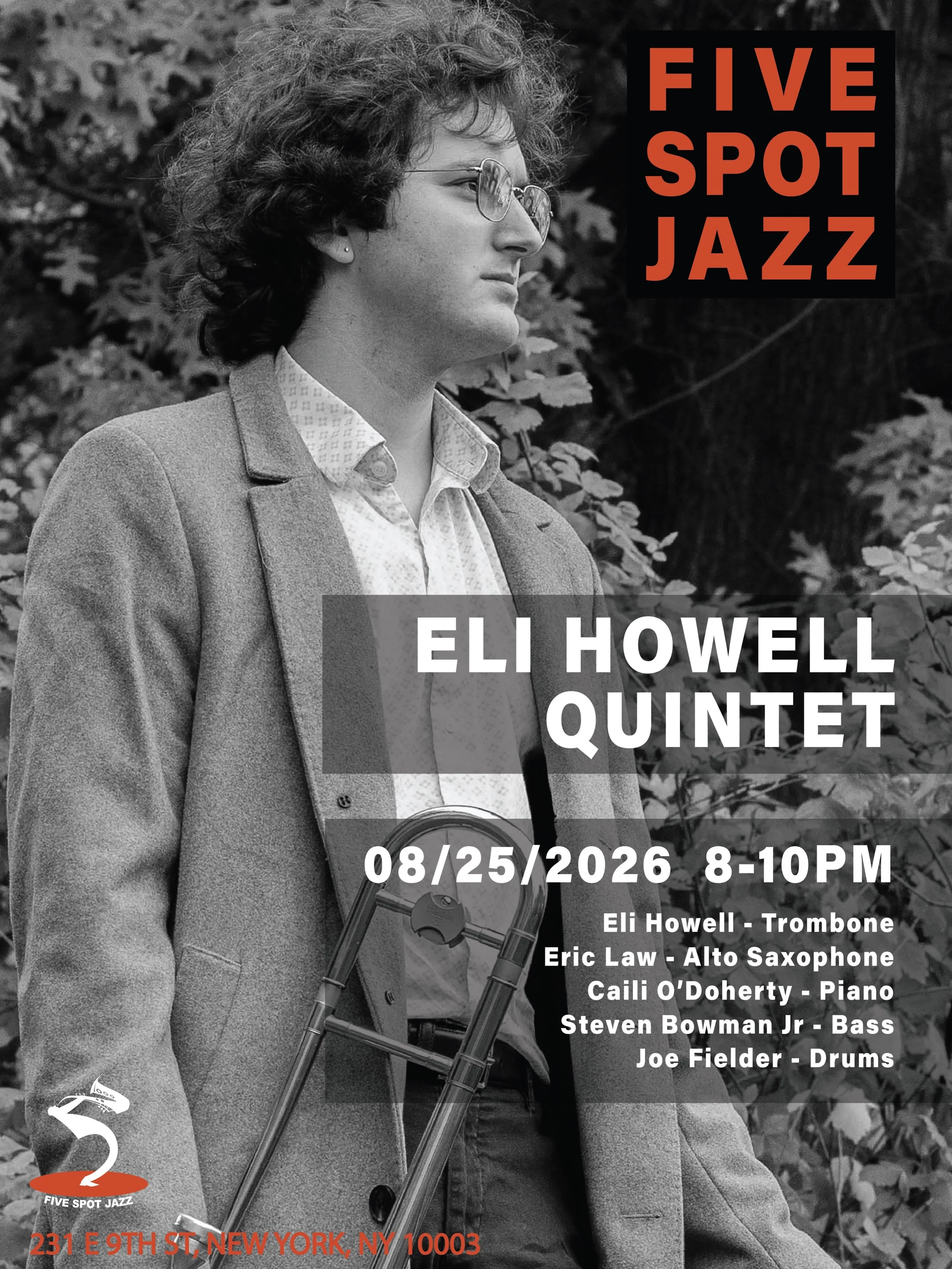 🎶 AUG 25 (TUE.)
[ELI HOWELL QUINTET] @eli.howell.music 

🎼 Trombonist, composer, and educator Eli Howell is an award-winning jazz musician from Los Angeles. A graduate of Michigan State University, Eli has performed at renowned venues and festivals