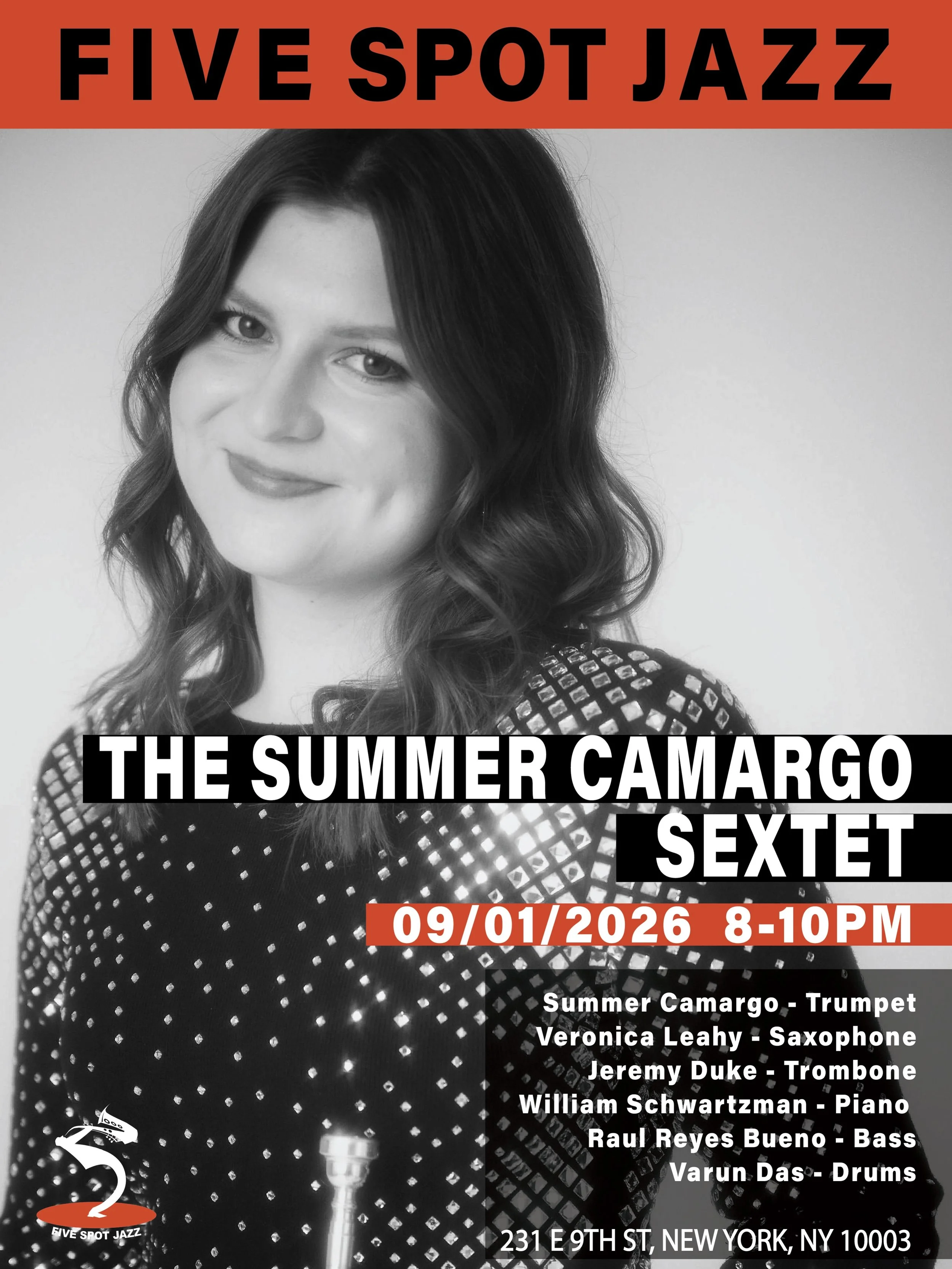 🔥 SEP 01 (TUE.)
🎶 [THE SUMMER CAMARGO SEXTET] 🎷 @summercamargomusic 

✨ Summer Camargo is a rising jazz trumpeter, composer, and bandleader, named one of DownBeat&rsquo;s &ldquo;25 for the Future.&rdquo; A Juilliard graduate, she is a member of th