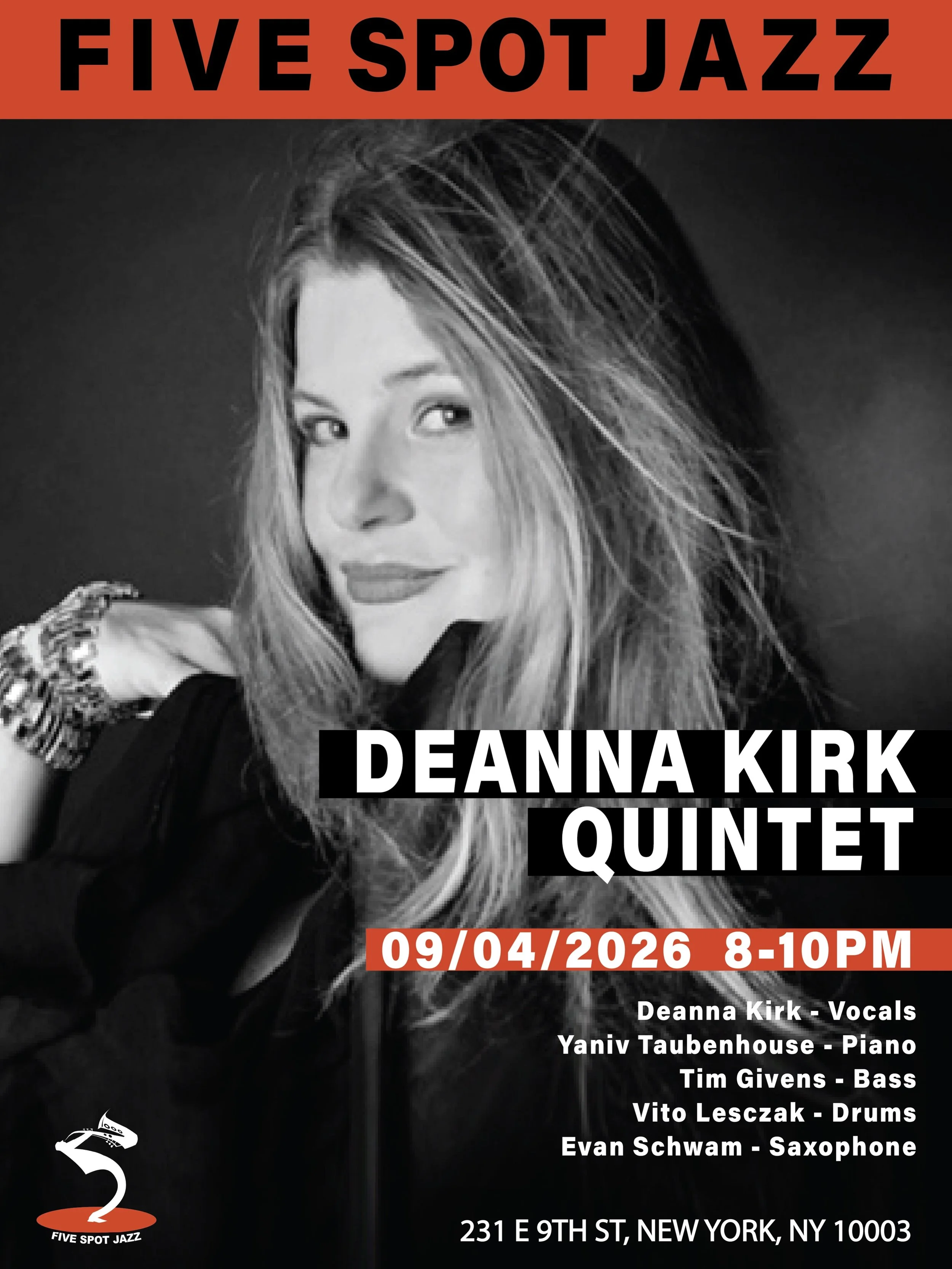 🔥 SEP 04 (FRI.)
🎶 [DEANNA KIRK QUINTET] 🎤 @deannakirkofficial 

✨ Deanna Kirk has been an iconic fixture of the NYC jazz scene, known as the owner of two jazz clubs, Deanna&rsquo;s, as well as a performer and recording artist. Her musical journey 