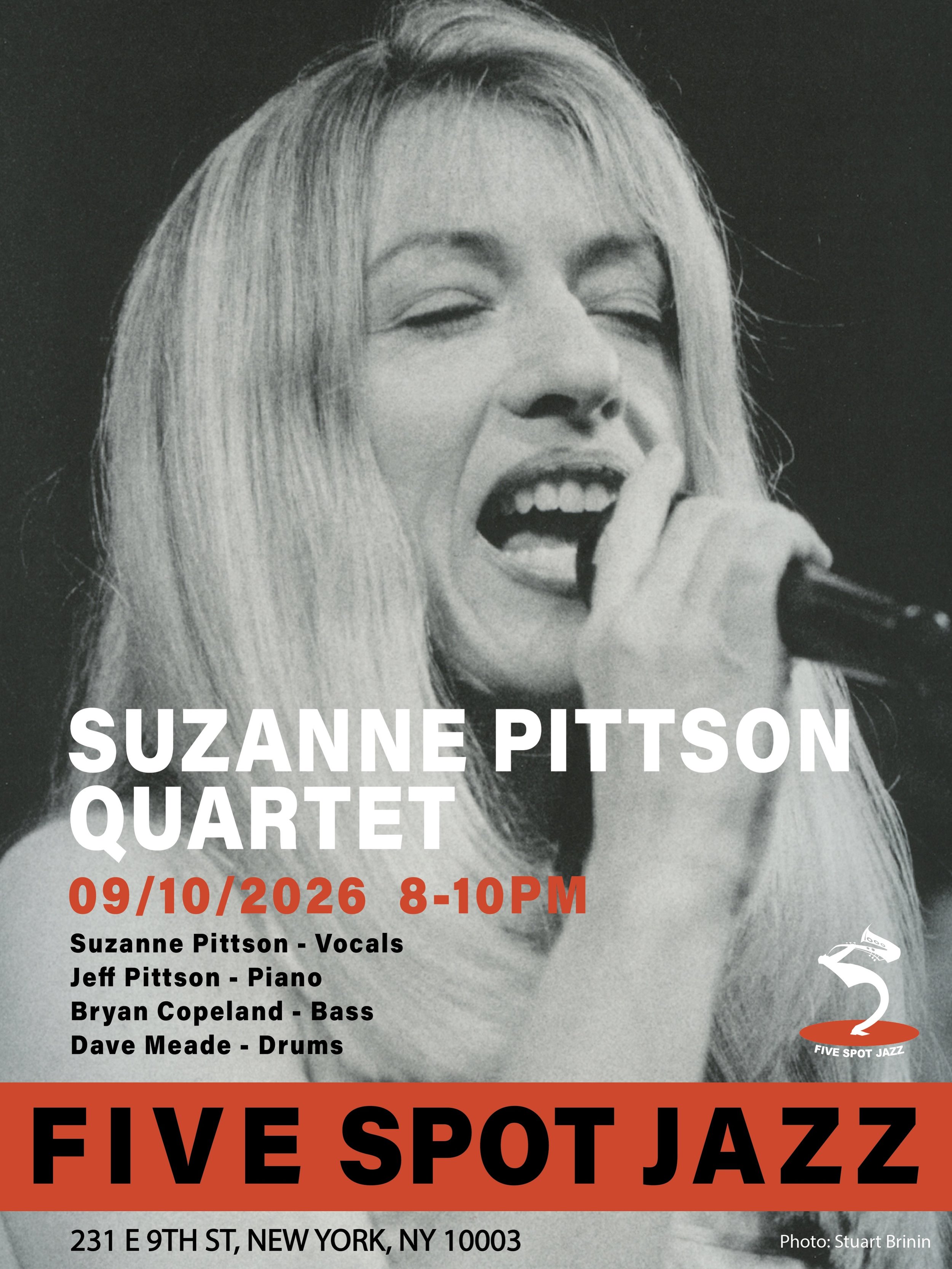 🎷 SEP 10 (THUR.)
[SUZANNE PITTSON QUARTET] @suzannepittsonjazz 

🎶 Jazz vocalist, pianist, and lyricist Suzanne Pittson brings a rich musical background and expressive, improvisational style to the stage. Classically trained as a pianist, Suzanne d