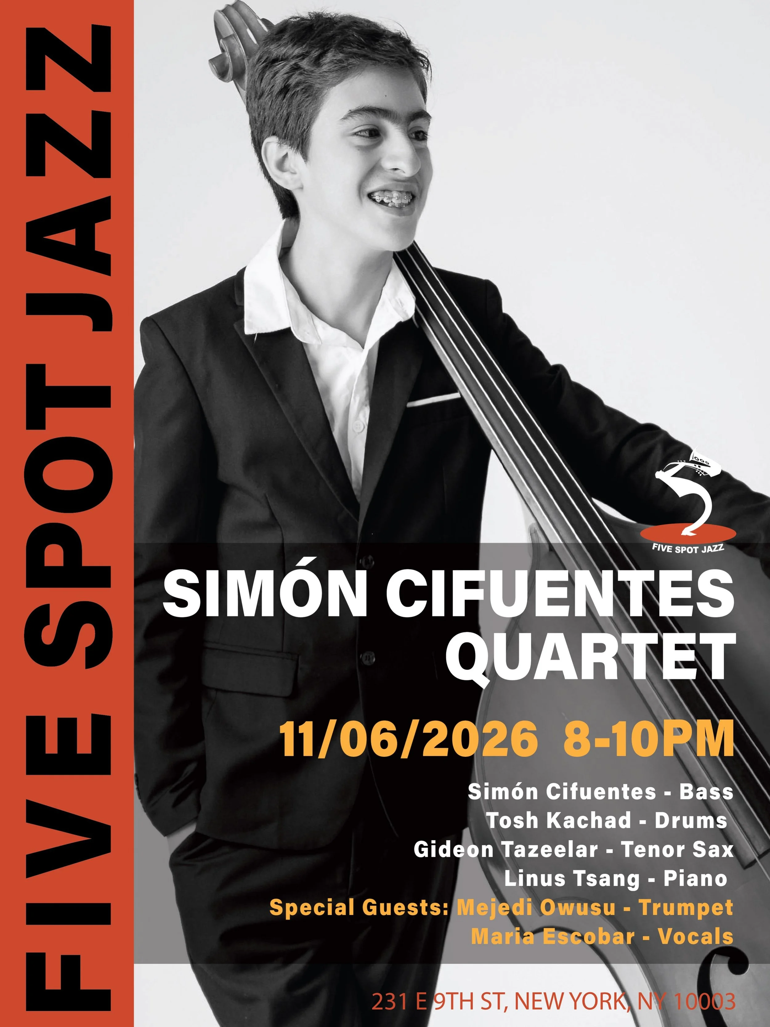 🎸 NOV 06 (FRI.) [SIM&Oacute;N CIFUENTES QUARTET] @simoncifuentesmusica 

🎼 Colombian multi-instrumentalist Sim&oacute;n Cifuentes brings together contemporary jazz and Latin American musical traditions through double bass, tiple, cuatro, piano, and