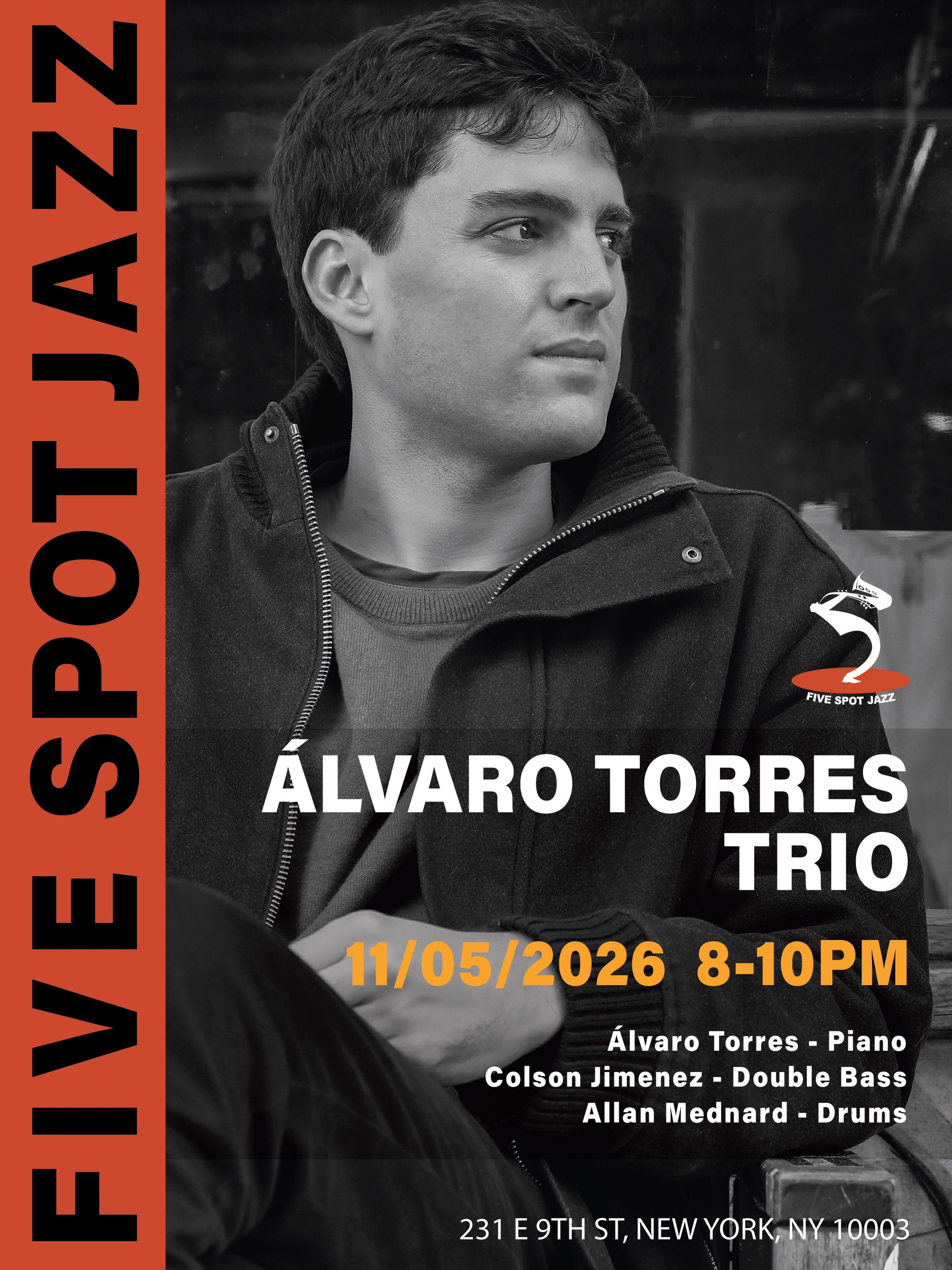🎹 NOV 05 (THUR.) [&Aacute;LVARO TORRES TRIO] @alvarotorresmusic 

🎶 Born in Madrid, pianist &Aacute;lvaro Torres began his musical journey studying classical piano. After teaching jazz in Nepal and studying in Barcelona and Texas, he moved to New Y
