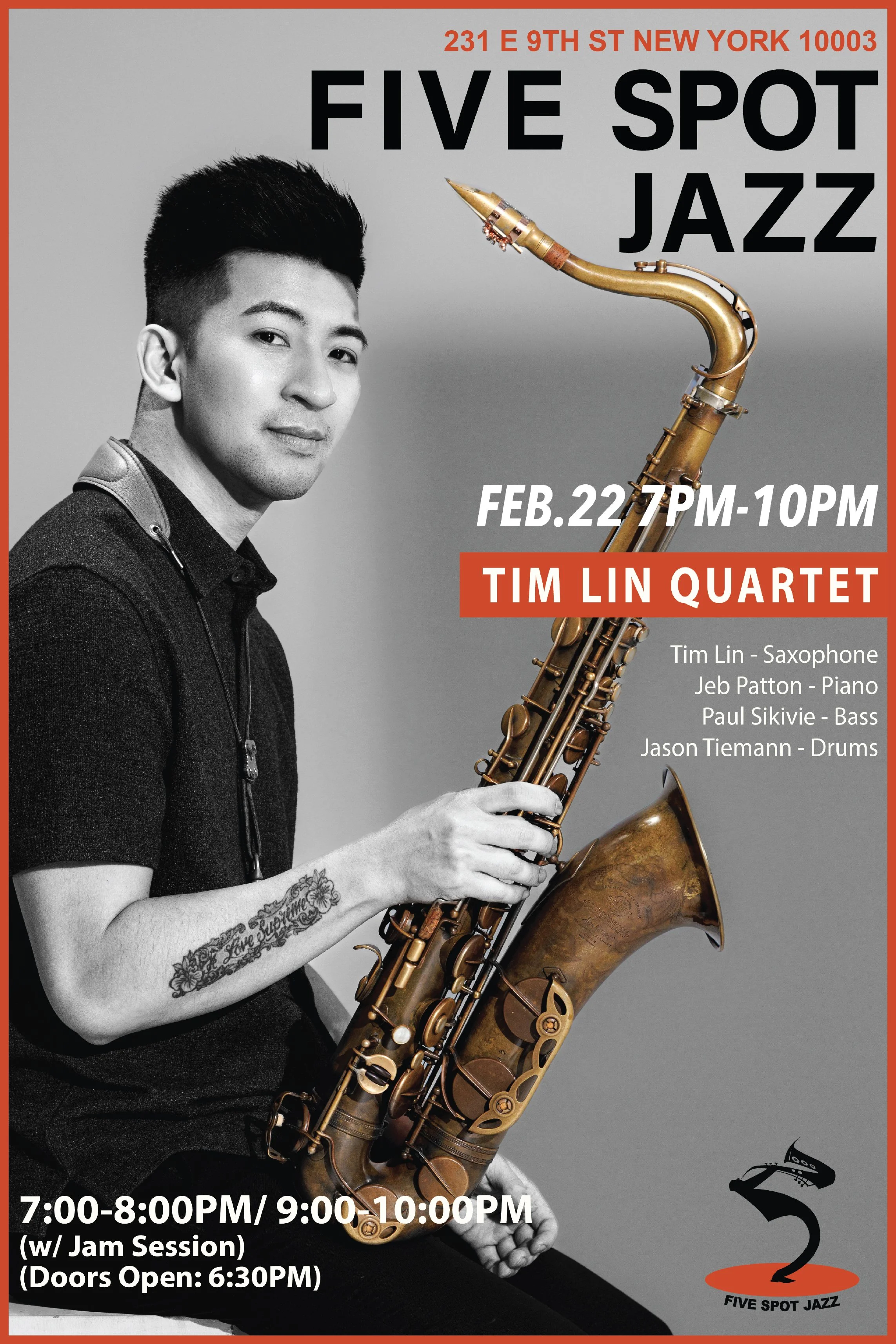 FIVE SPOT JAZZ FEB.22 POSTER