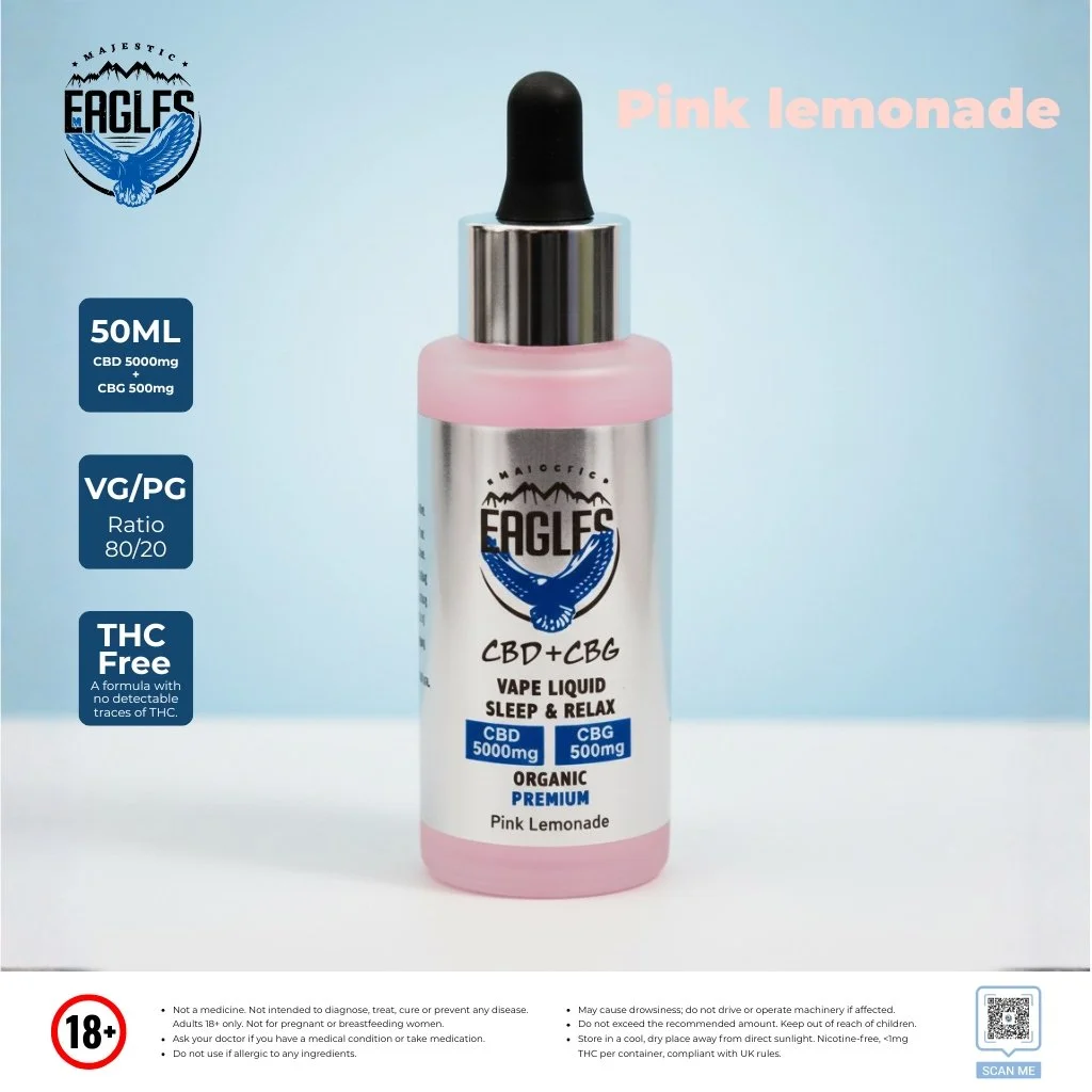 Eagles Majestic 50ML CBD 5000MG + CBG 500MG - Pink lemonade Flavour