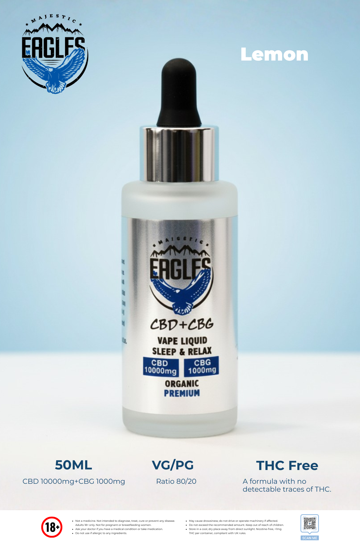 Eagles Majestic 50ML CBD 10000MG + CBG 1000MG - Lemon Flavour