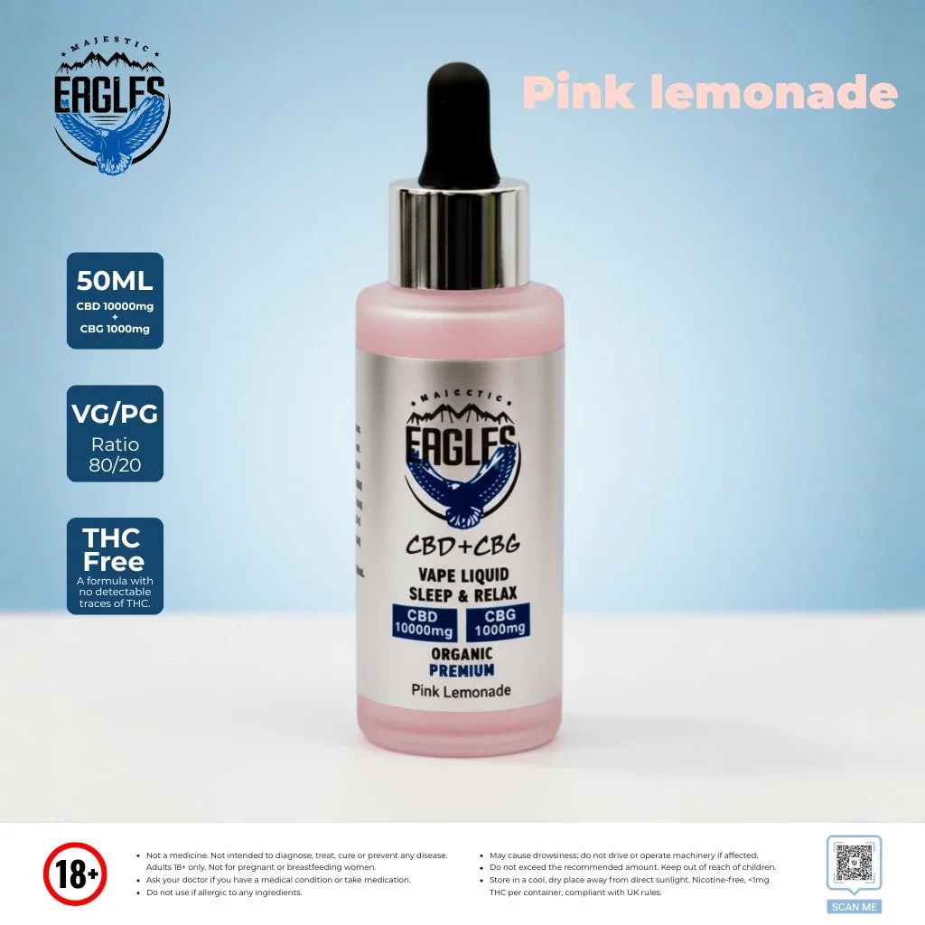 Eagles Majestic 50ML CBD 10000MG + CBG 1000MG - Pink lemonade Flavour