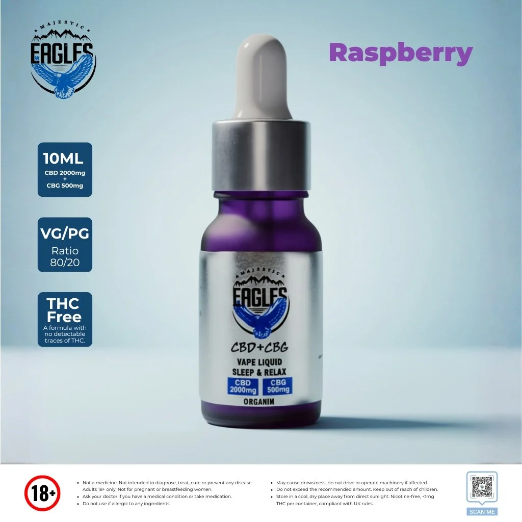 Eagles Majestic 10ML CBD 2000MG + CBG 500MG - Raspberry Flavour