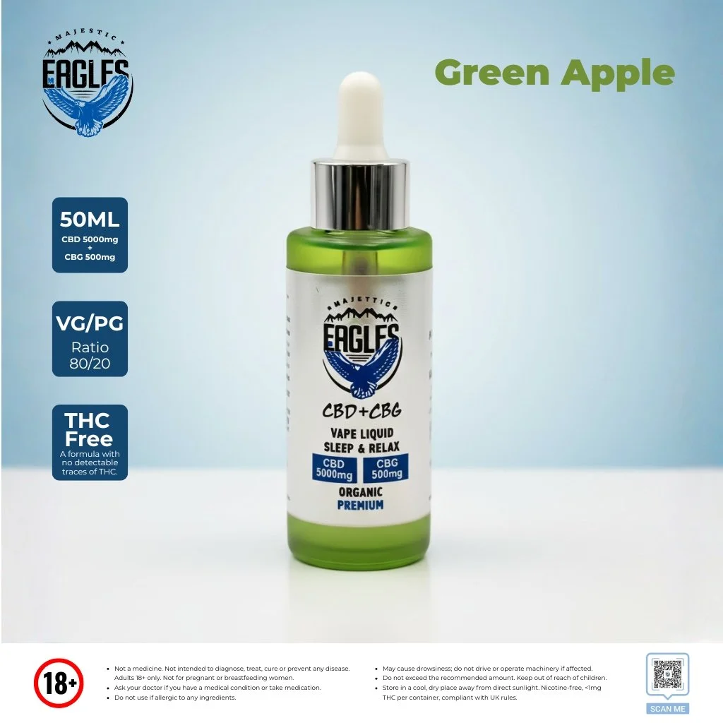 Eagles Majestic 50ML CBD 5000MG + CBG 500MG - Green apple Flavour