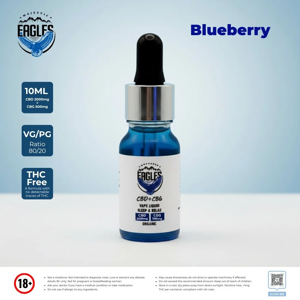 Majestic Eagles 10ML - 2000 CBD 500 CBG Blueberry Flavour