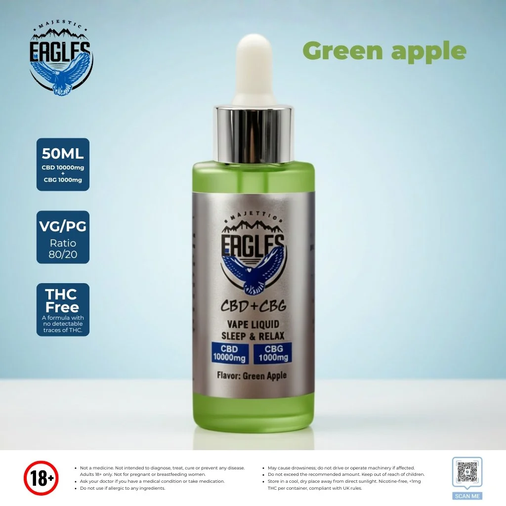 Eagles Majestic 50ML CBD 10000MG + CBG 1000MG - Green apple Flavour