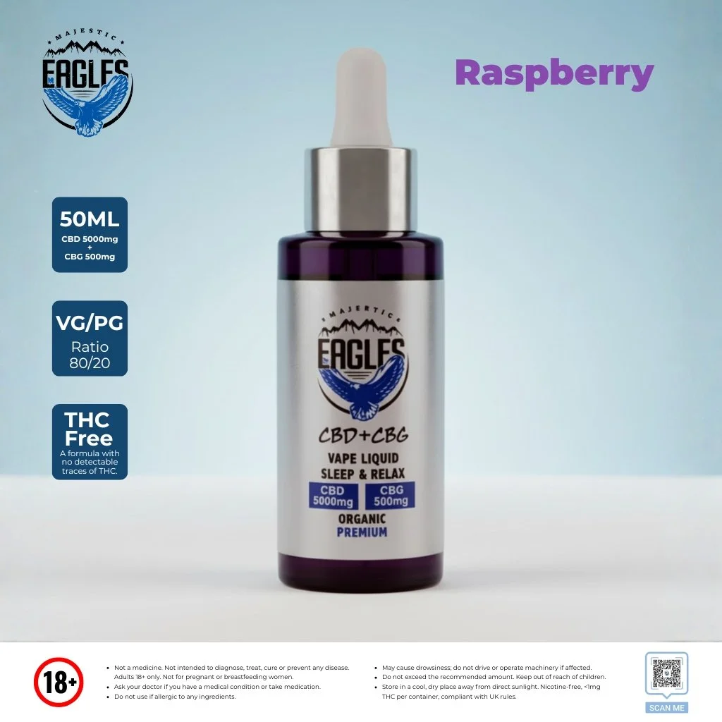 Eagles Majestic 50ML CBD 5000MG + CBG 500MG - Raspberry Flavour