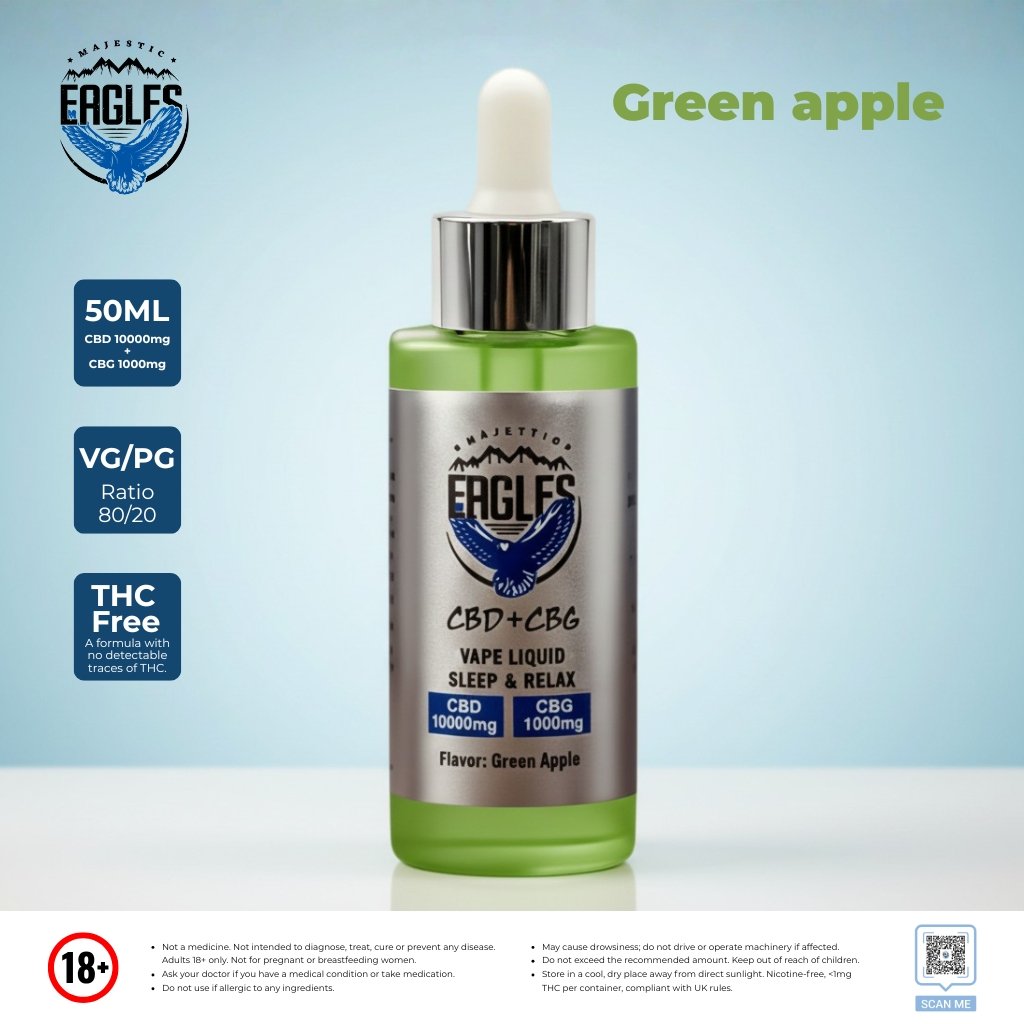 Eagles Majestic 50ML CBD 10000MG + CBG 1000MG - Green apple Flavour