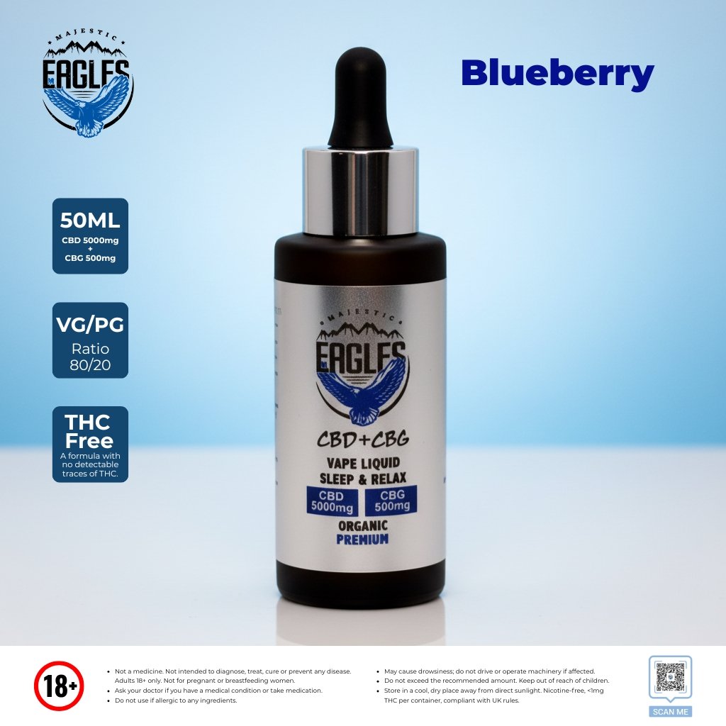 Majestic Eagles 50ML - 5000 CBD 500 CBG Blueberry Flavour
