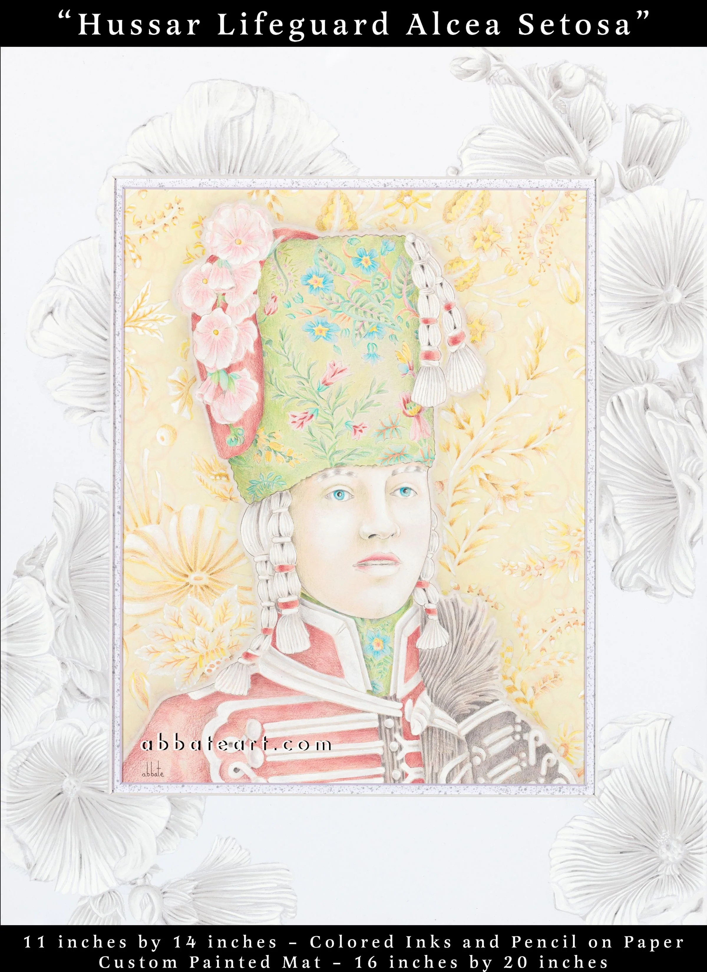 Hussar Lifeguard Alcea Setosa - Colored inks and pencil on paper