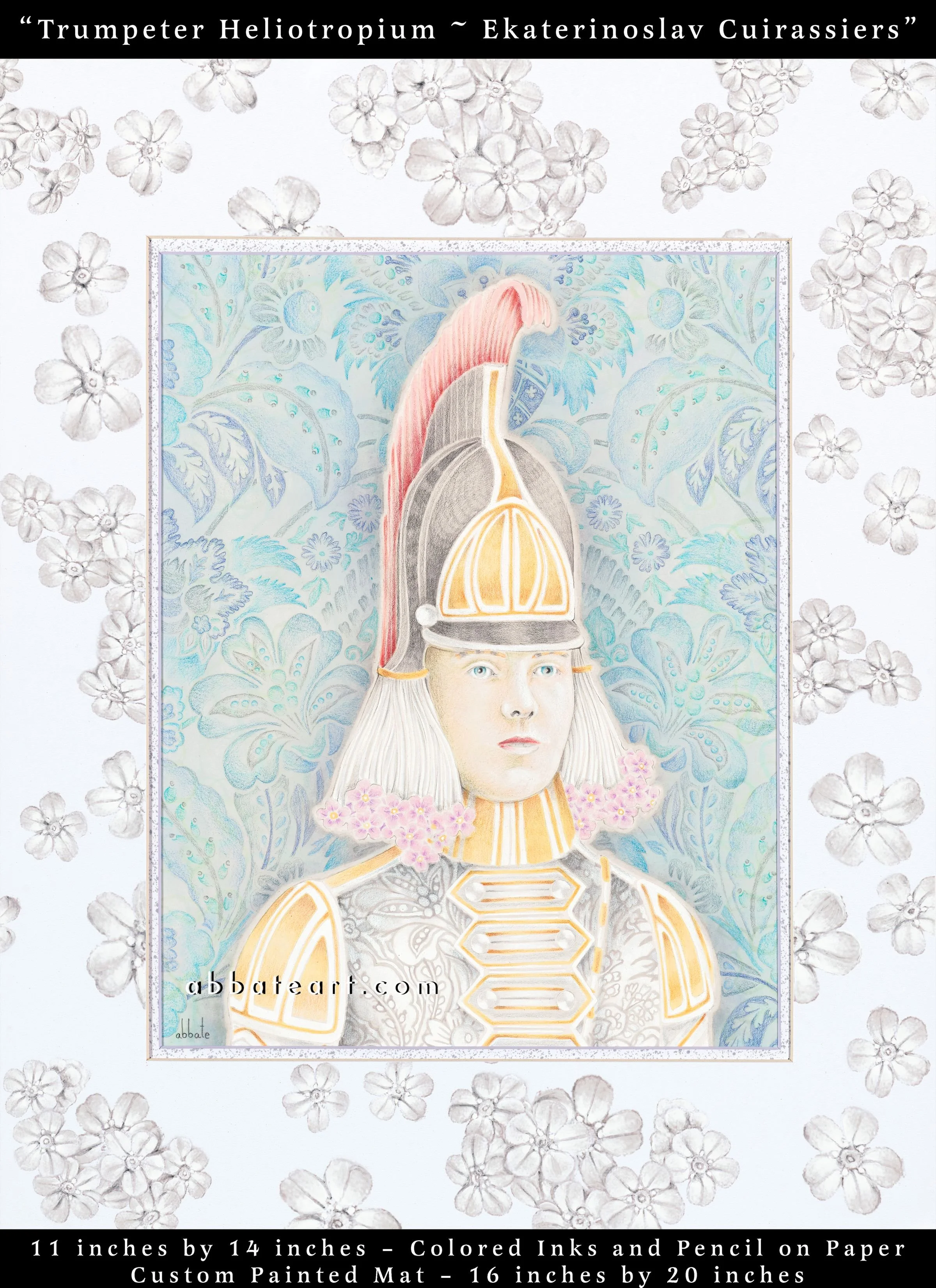 Trumpeter Heliotropium ~ Ekaterinoslav Cuirassiers - Colored inks and pencil on paper