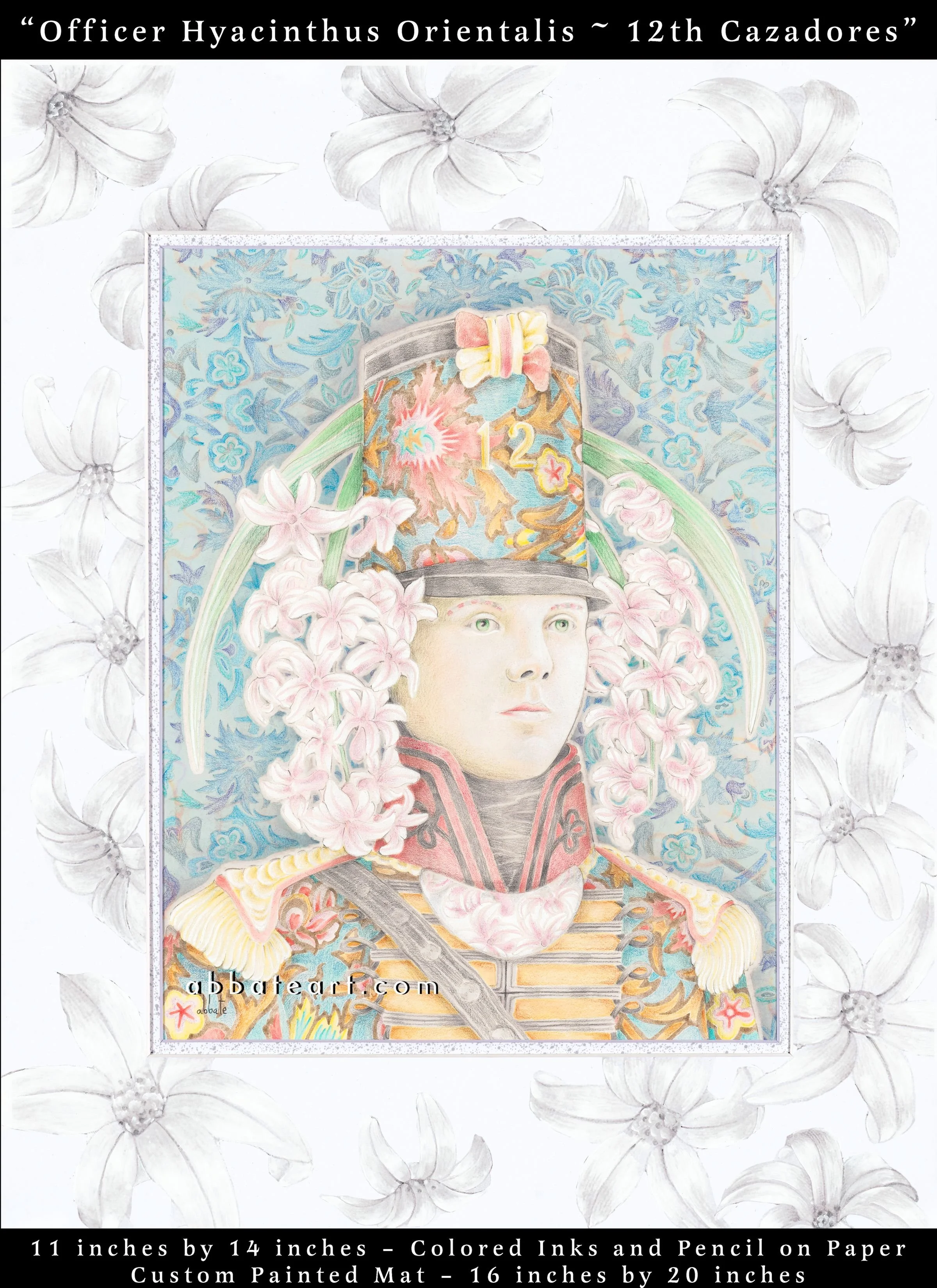 Officer Hyacinthus Orientalis - 12th Cazadores - Colored inks and pencil on paper