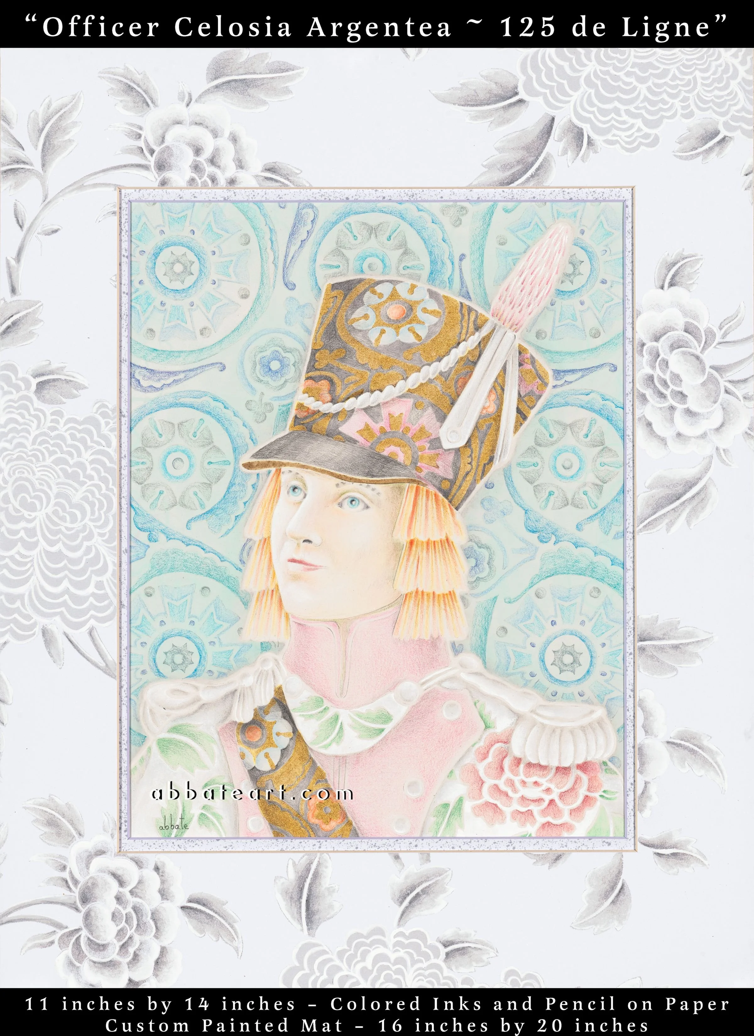 Officer Celosia Argentea - 125 de Ligne - Colored inks and pencil on paper