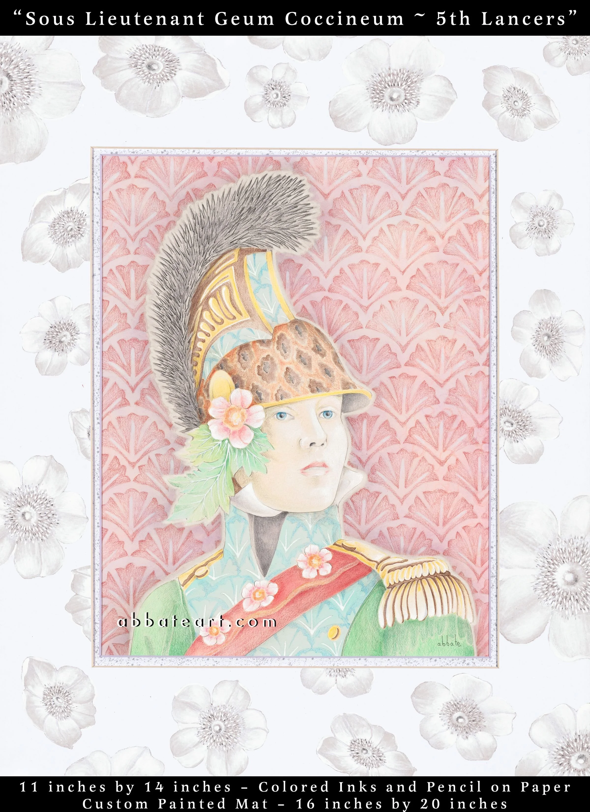 Sous Lieutenant Geum Coccineum ~ 5th Lancers - Colored inks and pencil on paper