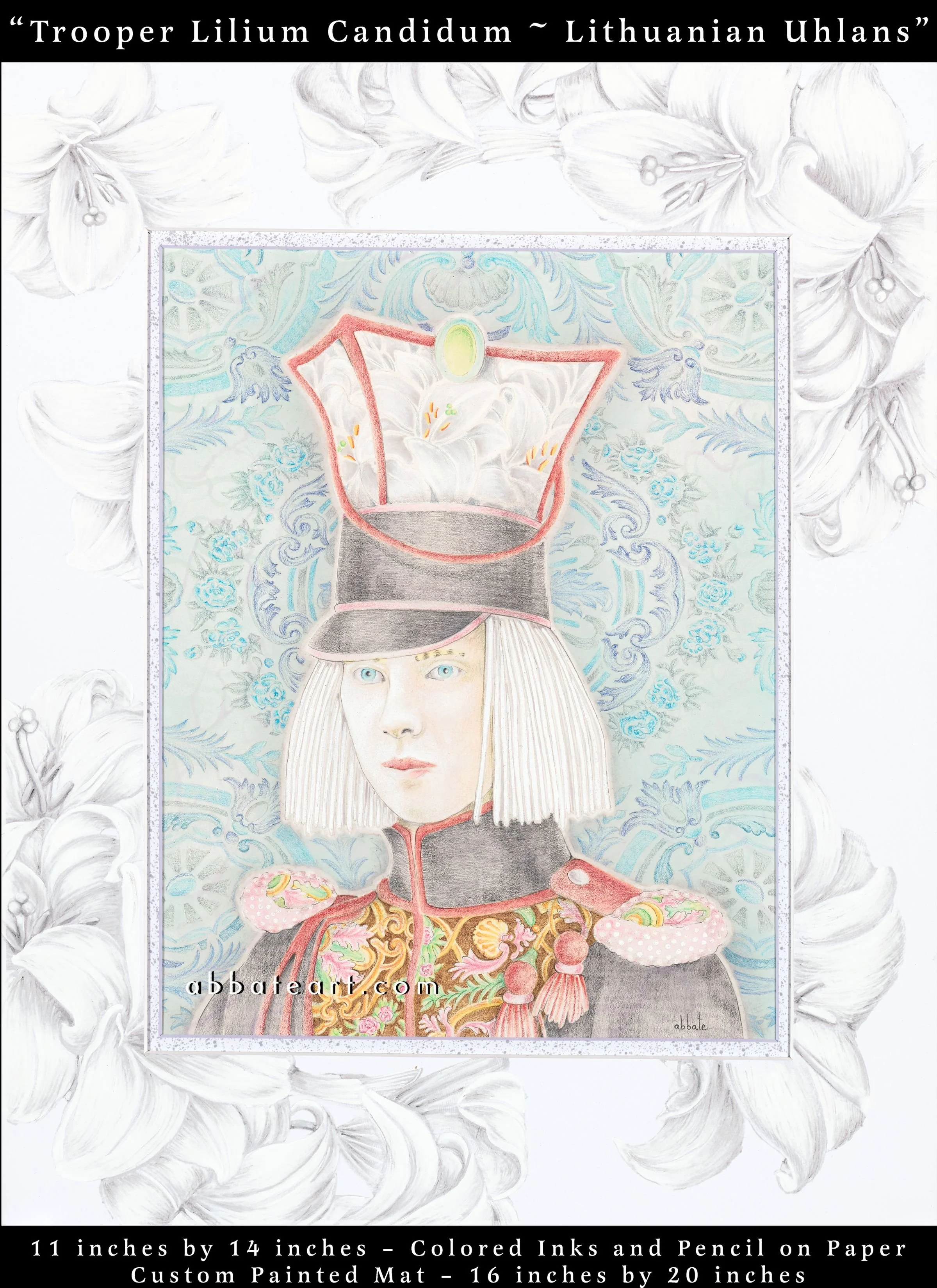 Trooper Lillim Candidum - Lithuanian Uhlans - Colored ink and pencil on papercil
