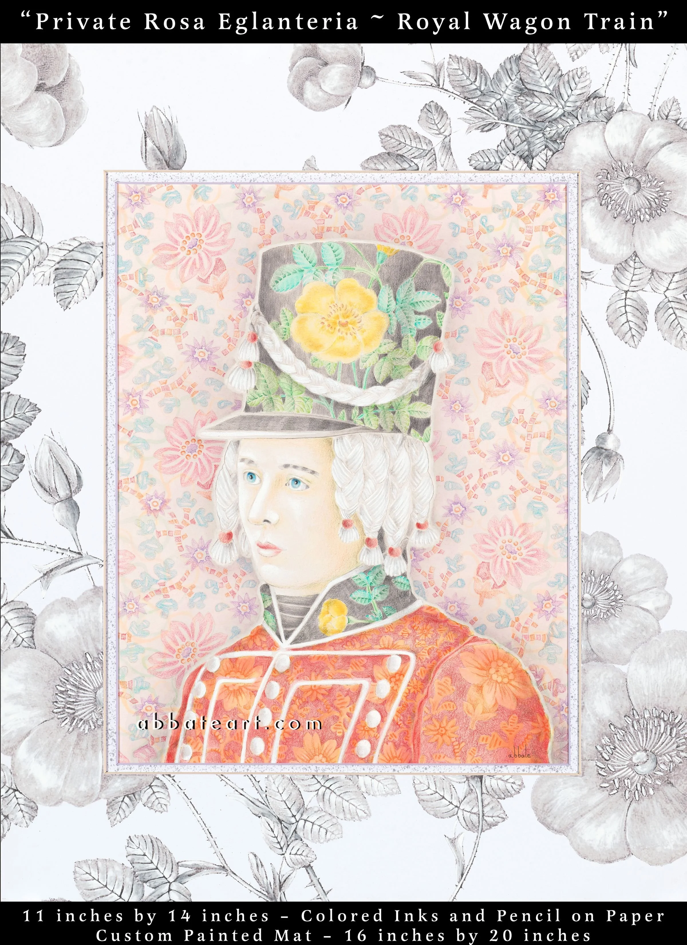 Private Rosa Eglanteria ~ Royal Wagon Train - Colored inks and pencil on paper