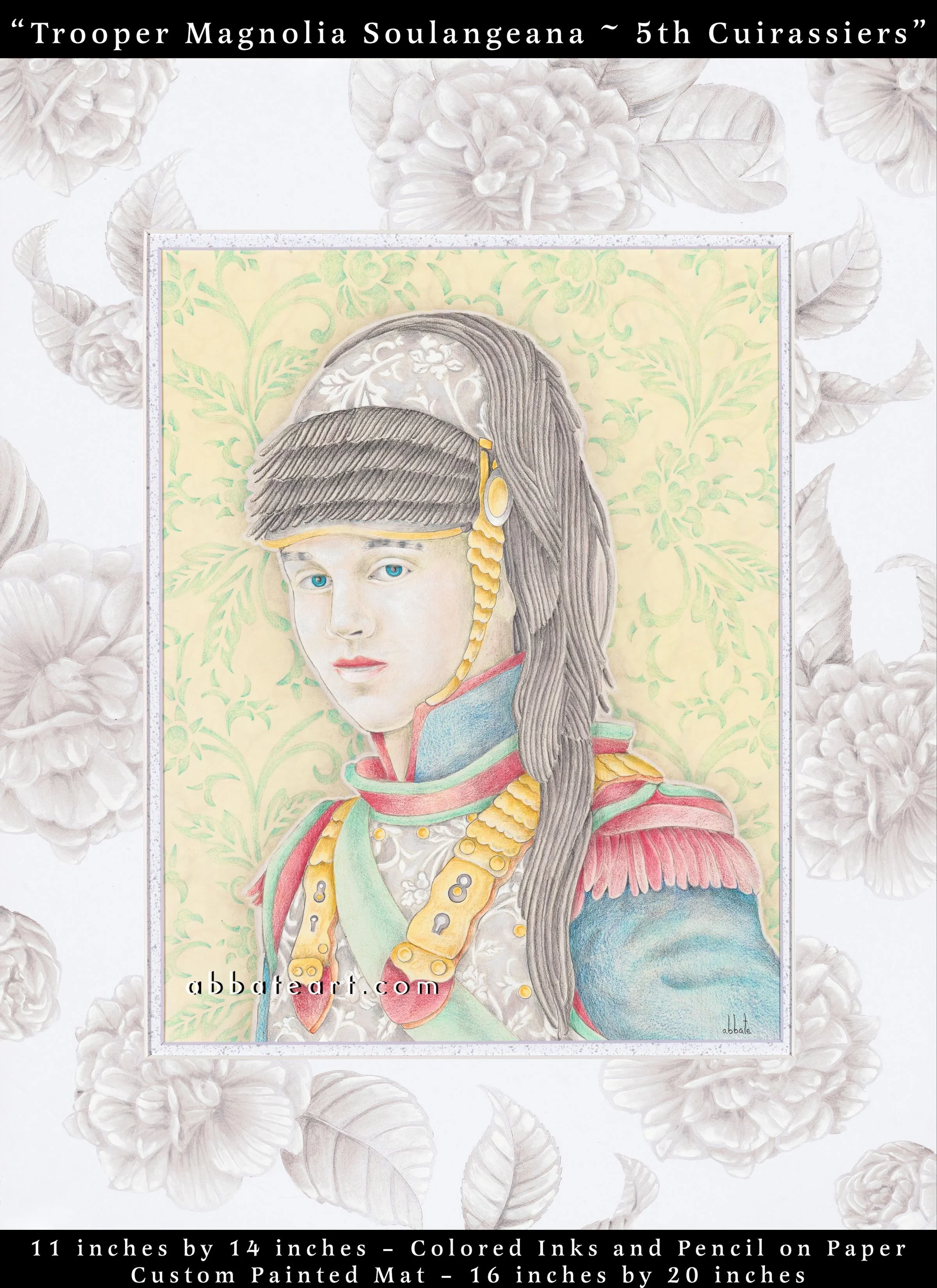 Trooper Magnolia Soulangeana ~ 5th Cuirassiers - Colored inks and pencil on paper