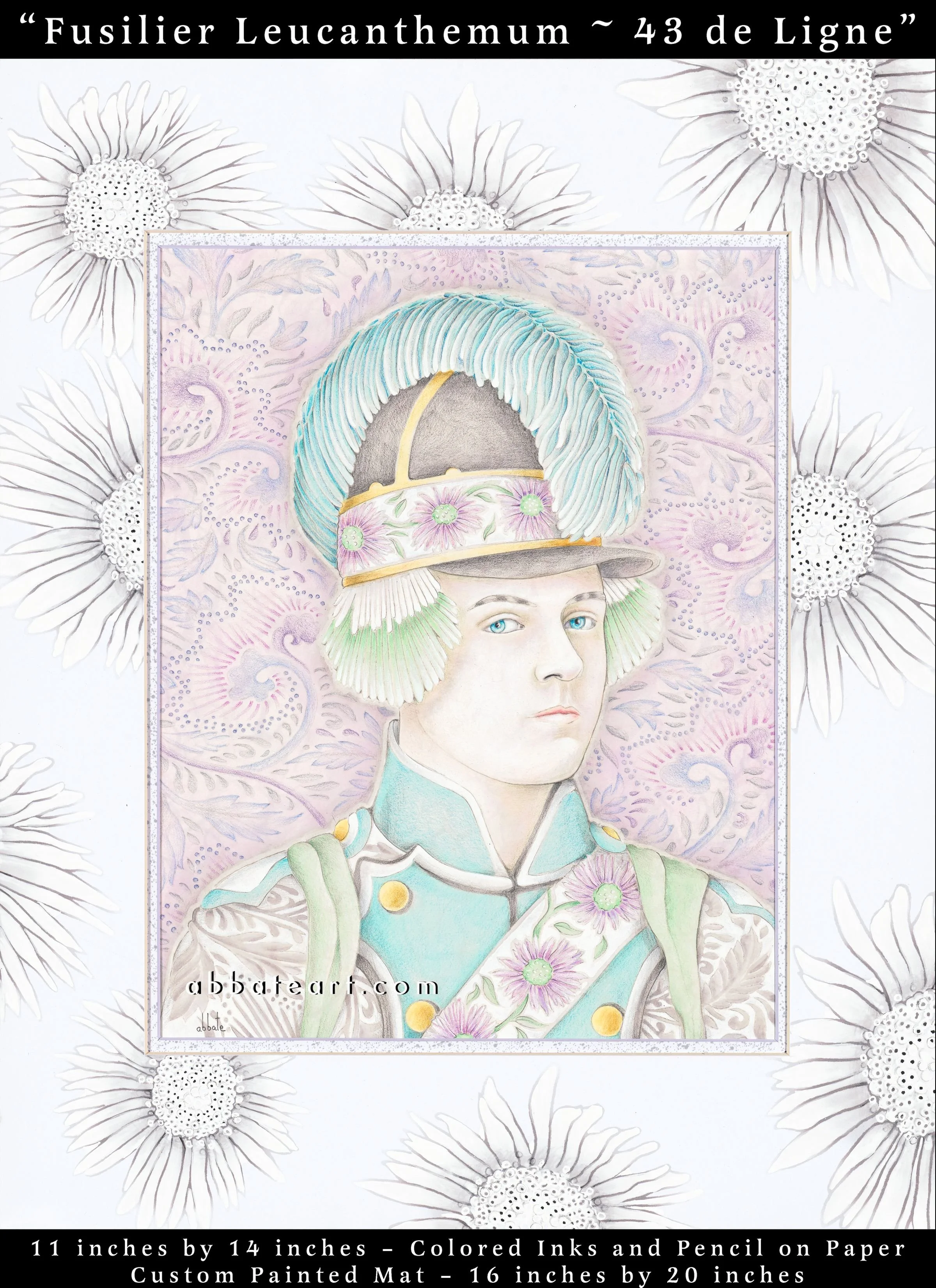 Fusilier Leucanthemum - 43 de Ligne - Colored inks and pencil on paper
