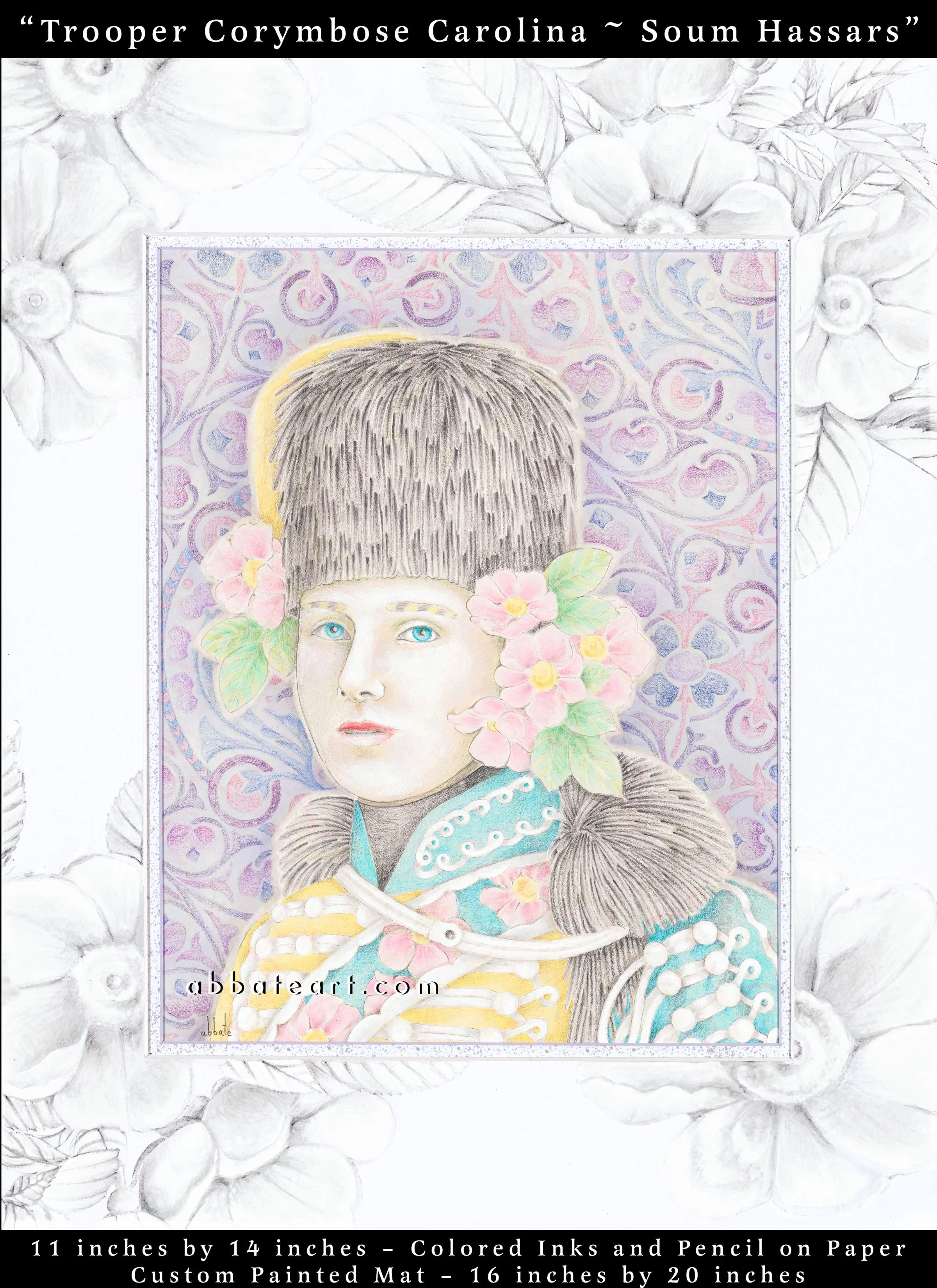 Trooper Corymbose Carolina ~ Soum Hassars - Colored inks and pencil on paper