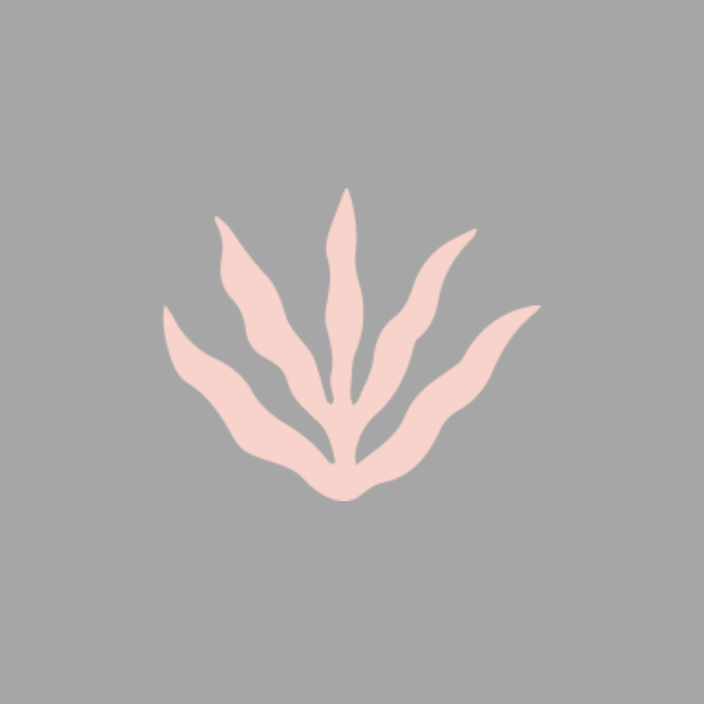 Simple pink abstract coral design on a gray background.